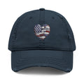 Patriotic Distressed Dad Hat — Embroidered American Flag Heart