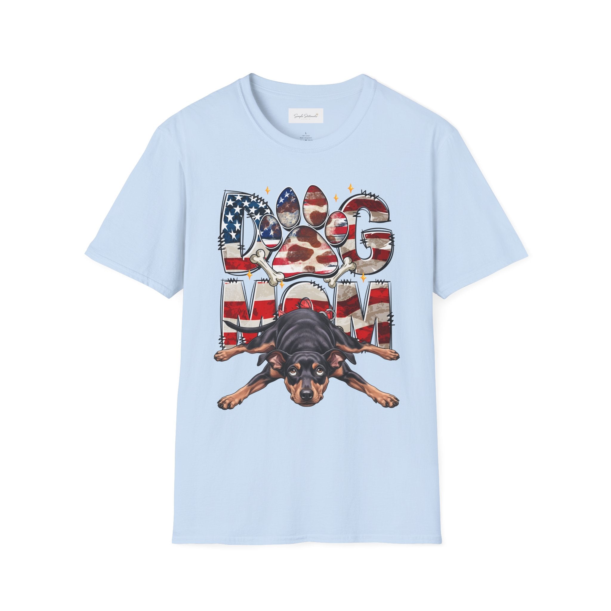 Dog Mom American Flag Paw T-Shirt — Patriotic Pet Lover Tee