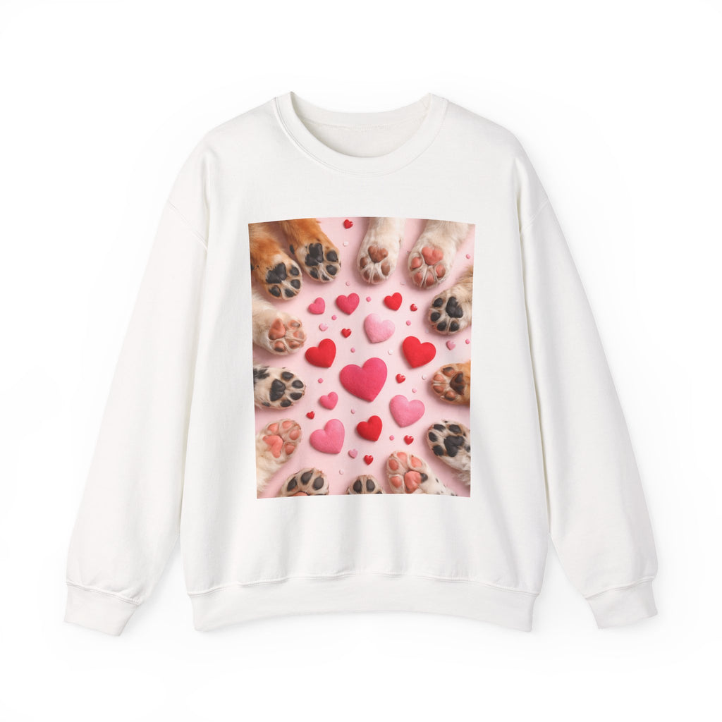 Pet Paw Hearts Sweatshirt – Cute Dog & Cat Paw Print Valentine Crewneck