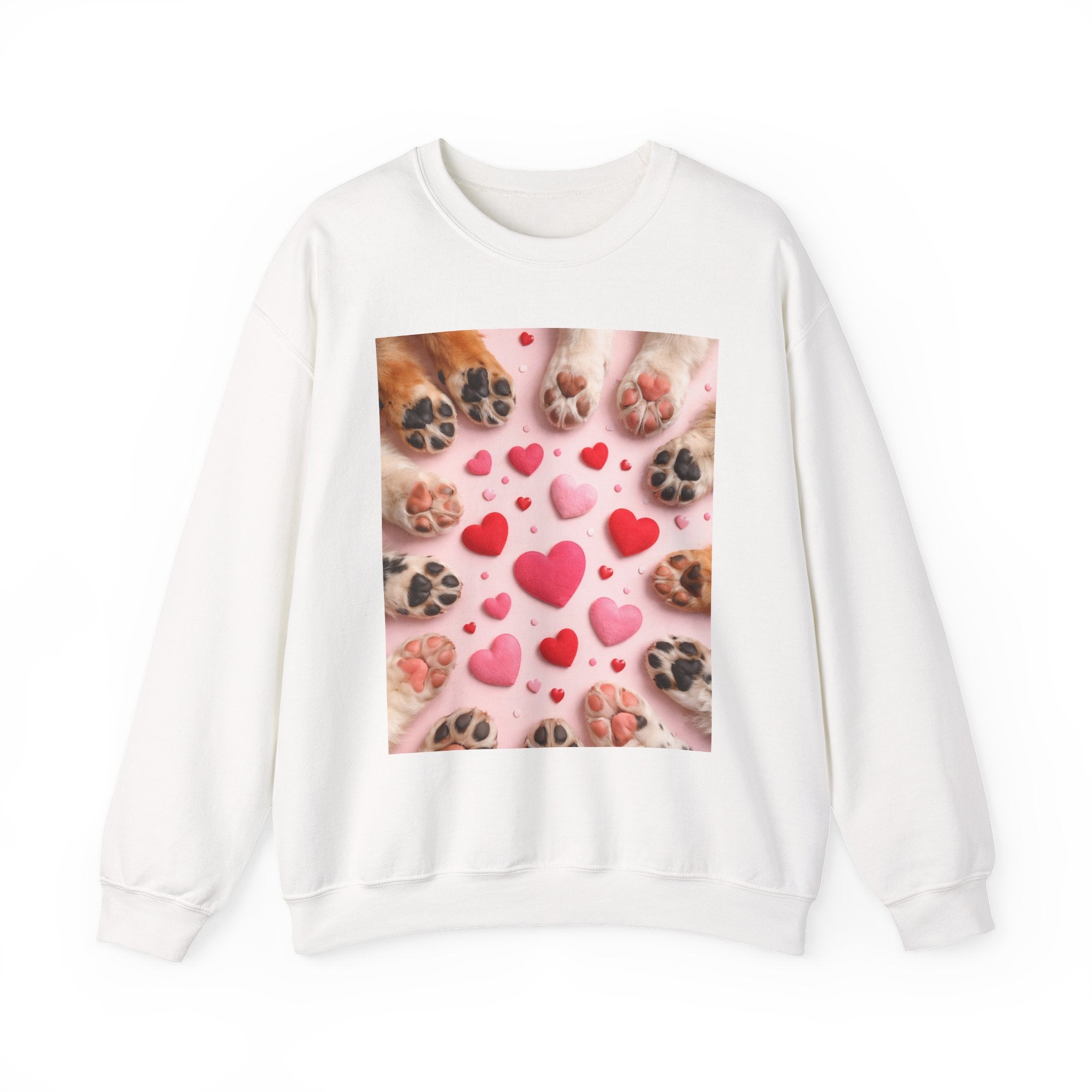 Pet Paw Hearts Sweatshirt – Cute Dog & Cat Paw Print Valentine Crewneck