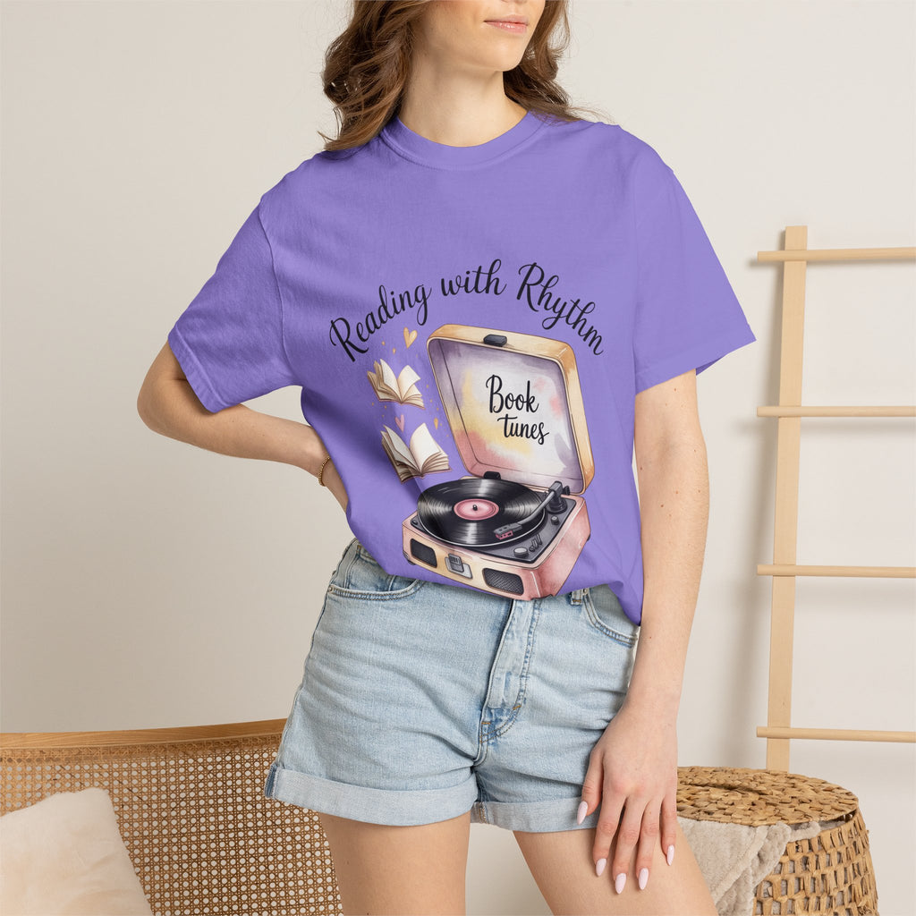Reading with Rhythm T‑Shirt — Book Tunes Record Player Tee