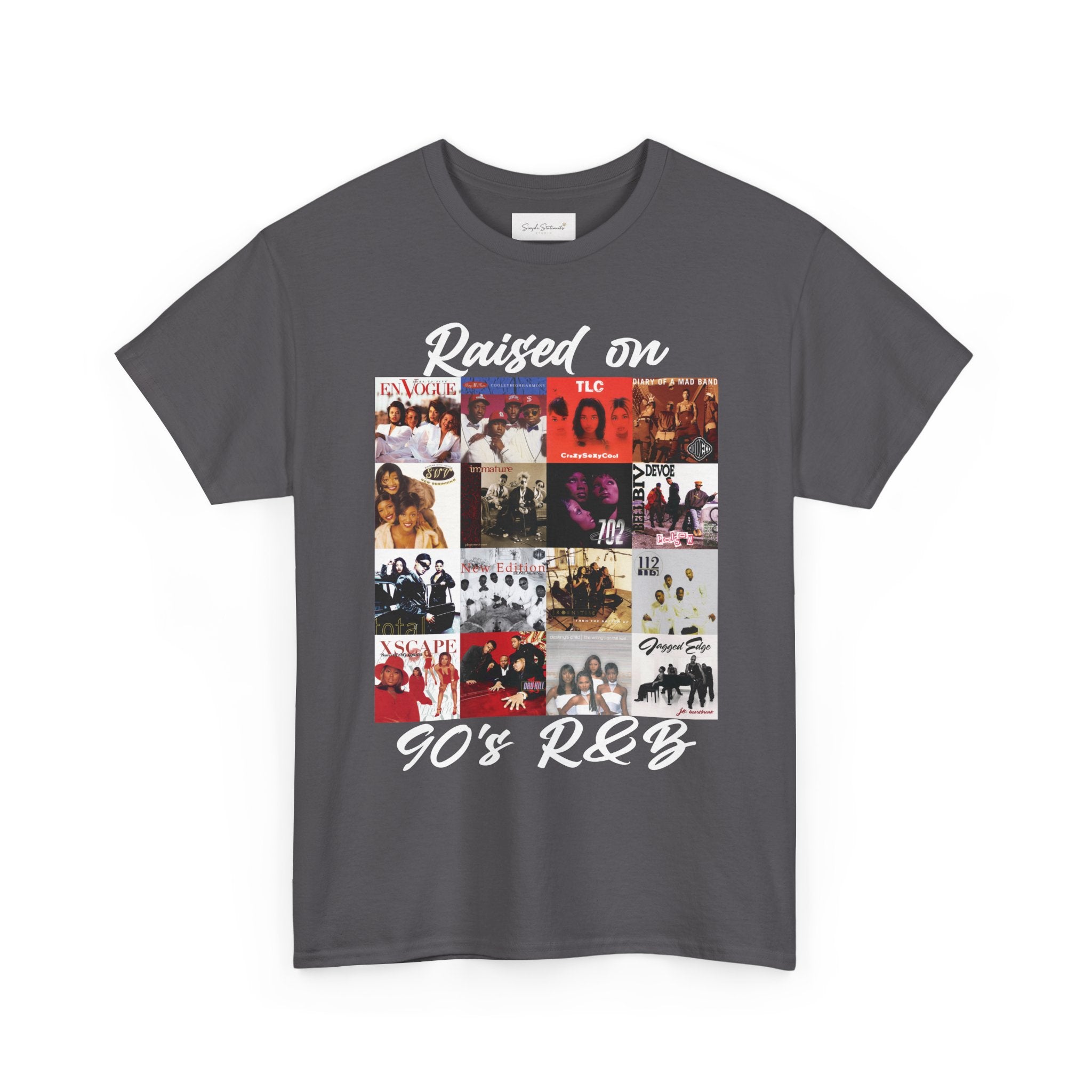 90s R&B Collage Tee – "Raised On 90's R&B" Retro Music T-Shirt