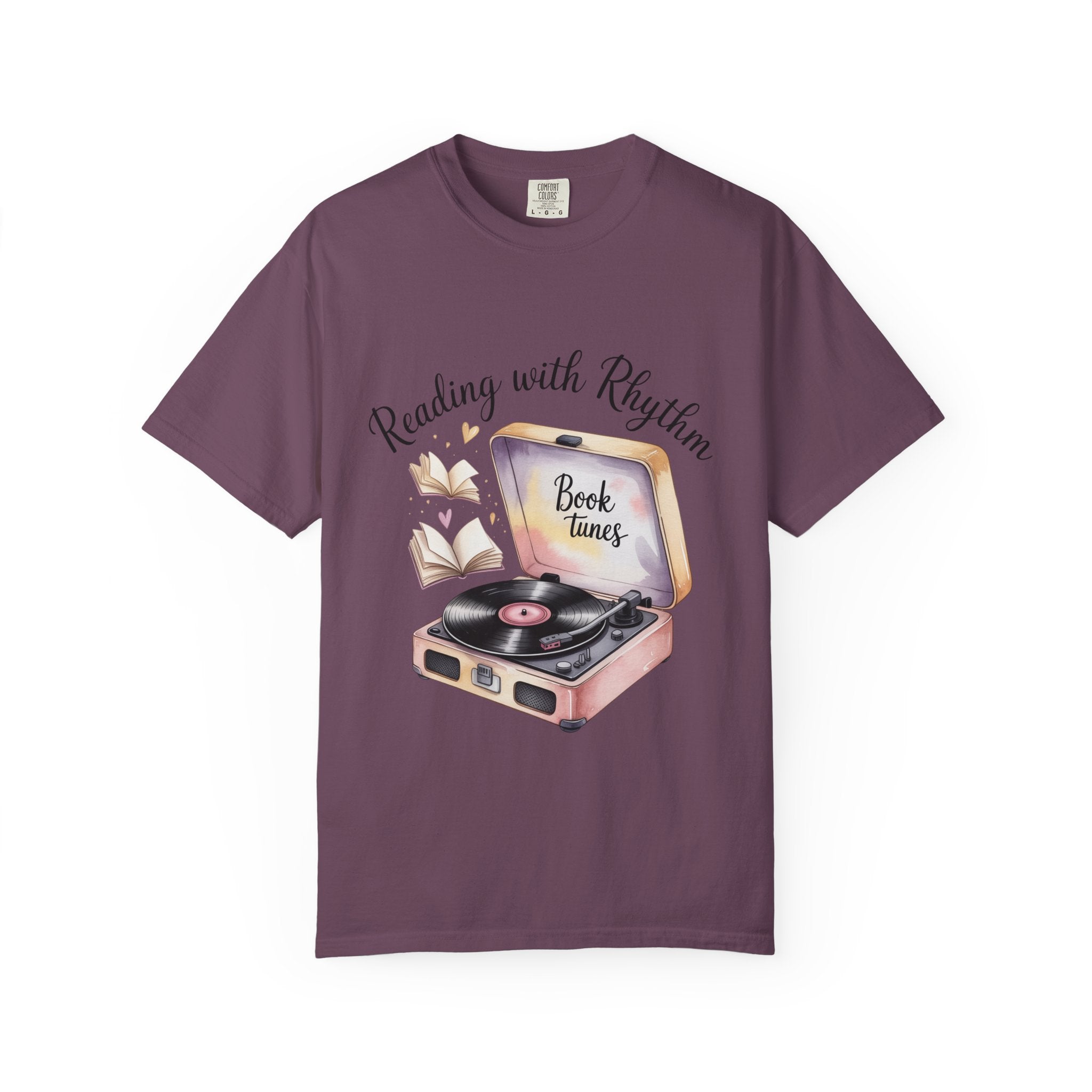 Reading with Rhythm T‑Shirt — Book Tunes Record Player Tee
