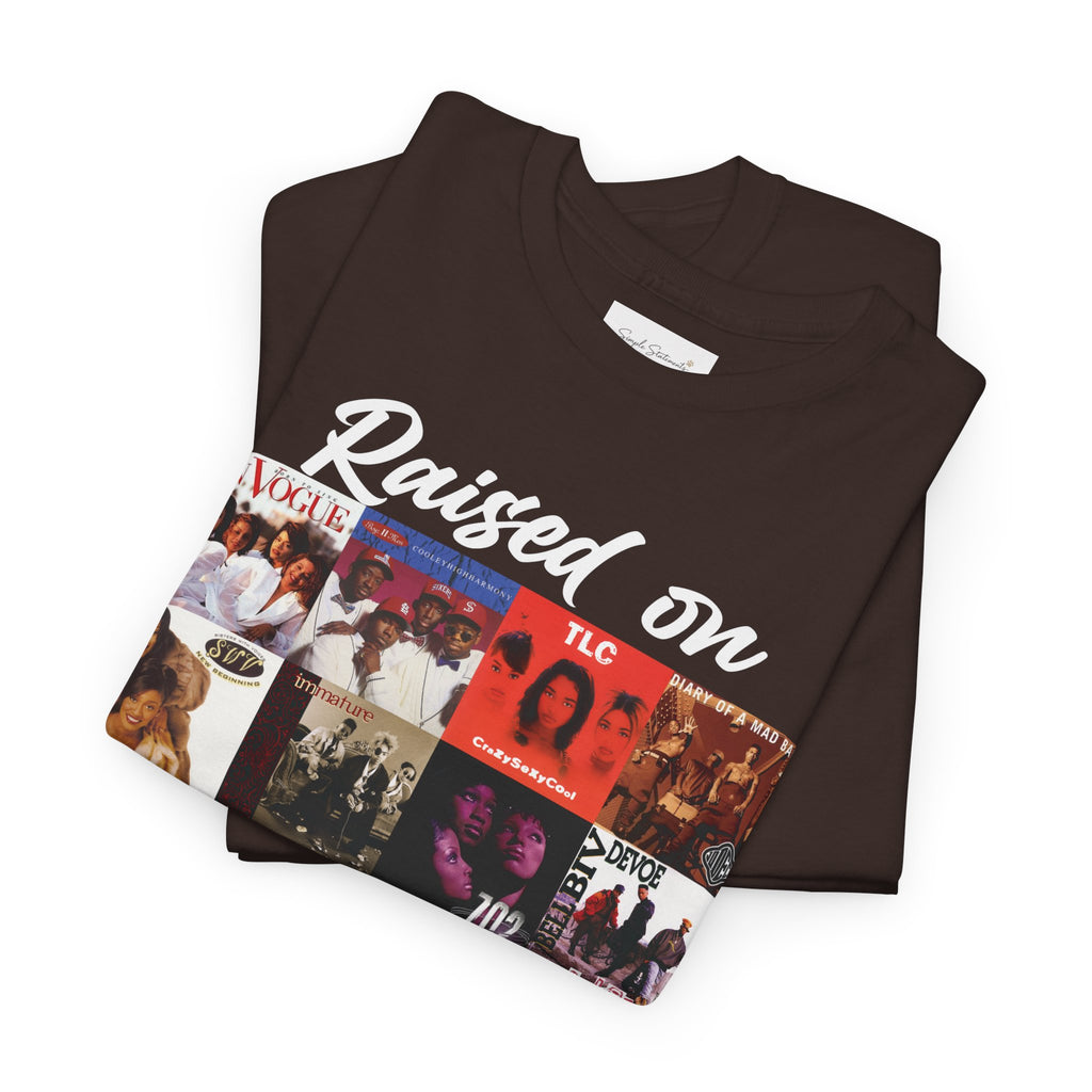 90s R&B Collage Tee – "Raised On 90's R&B" Retro Music T-Shirt