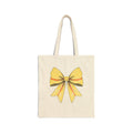 Tote Bag — Yellow Softball Bow Canvas Tote