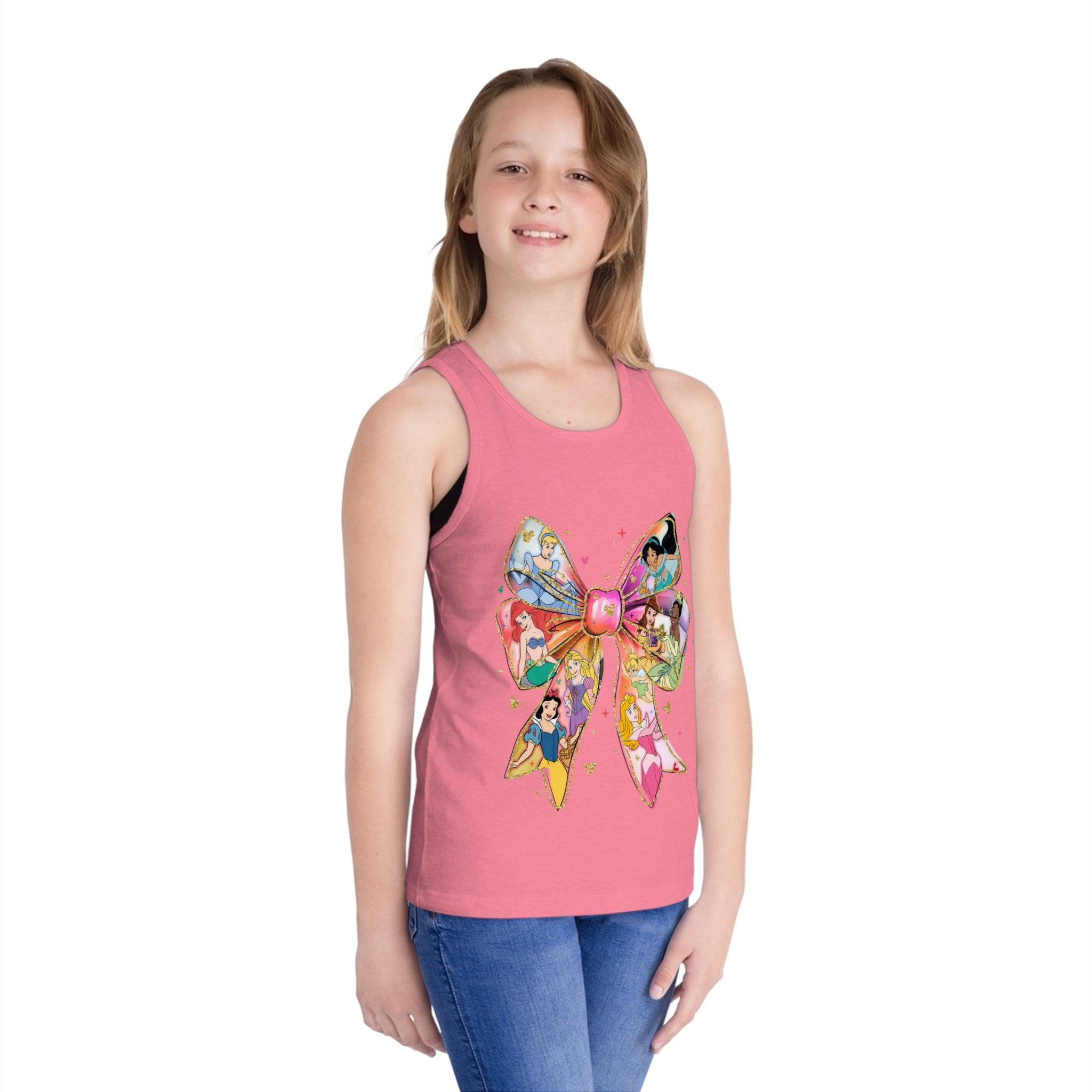 Princess Bow Kids Tank Top — Colorful Disney Princess Ribbon Graphic