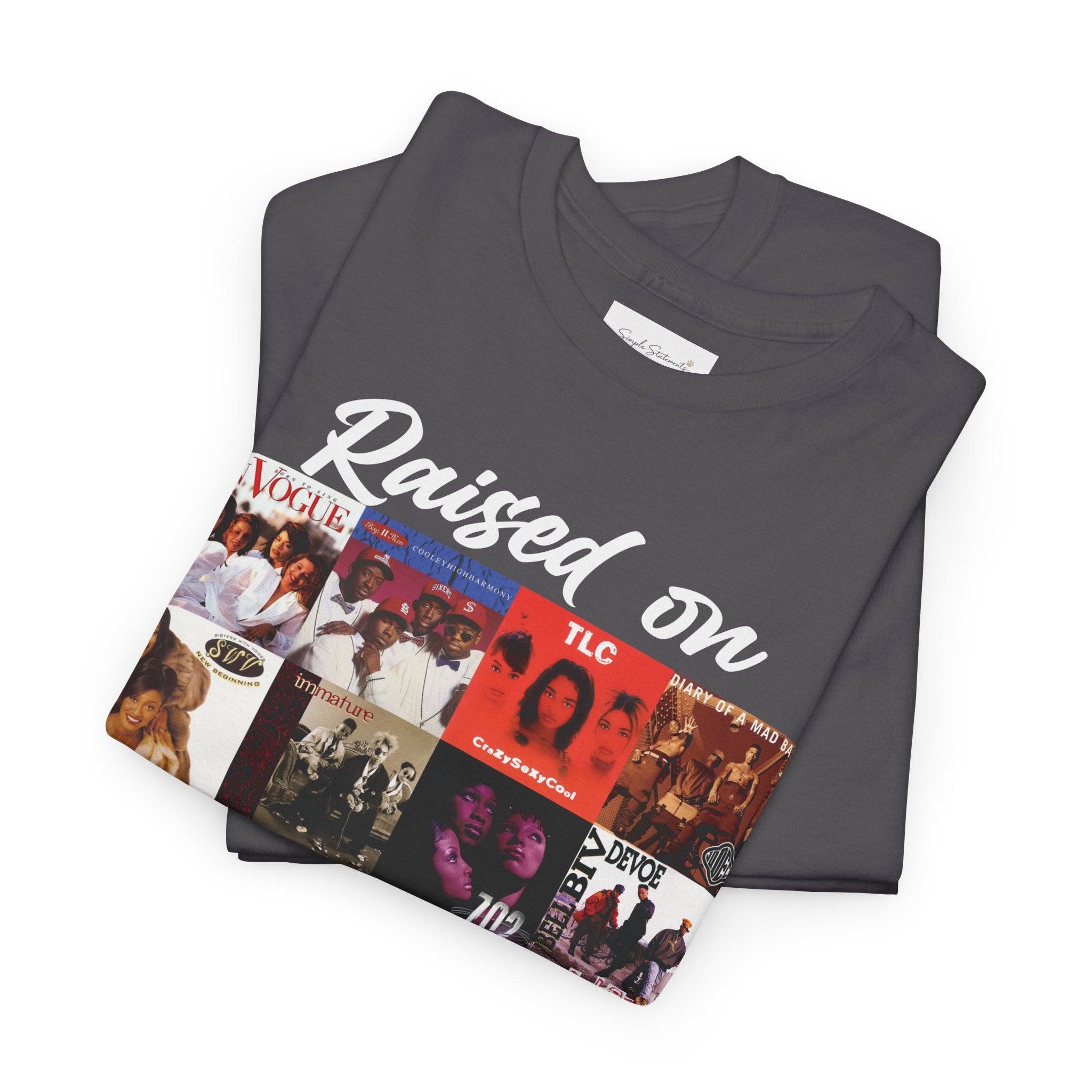 90s R&B Collage Tee – "Raised On 90's R&B" Retro Music T-Shirt