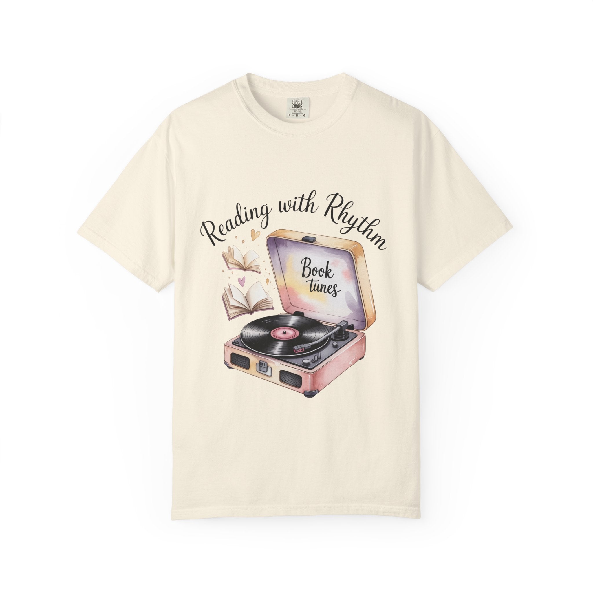 Reading with Rhythm T‑Shirt — Book Tunes Record Player Tee
