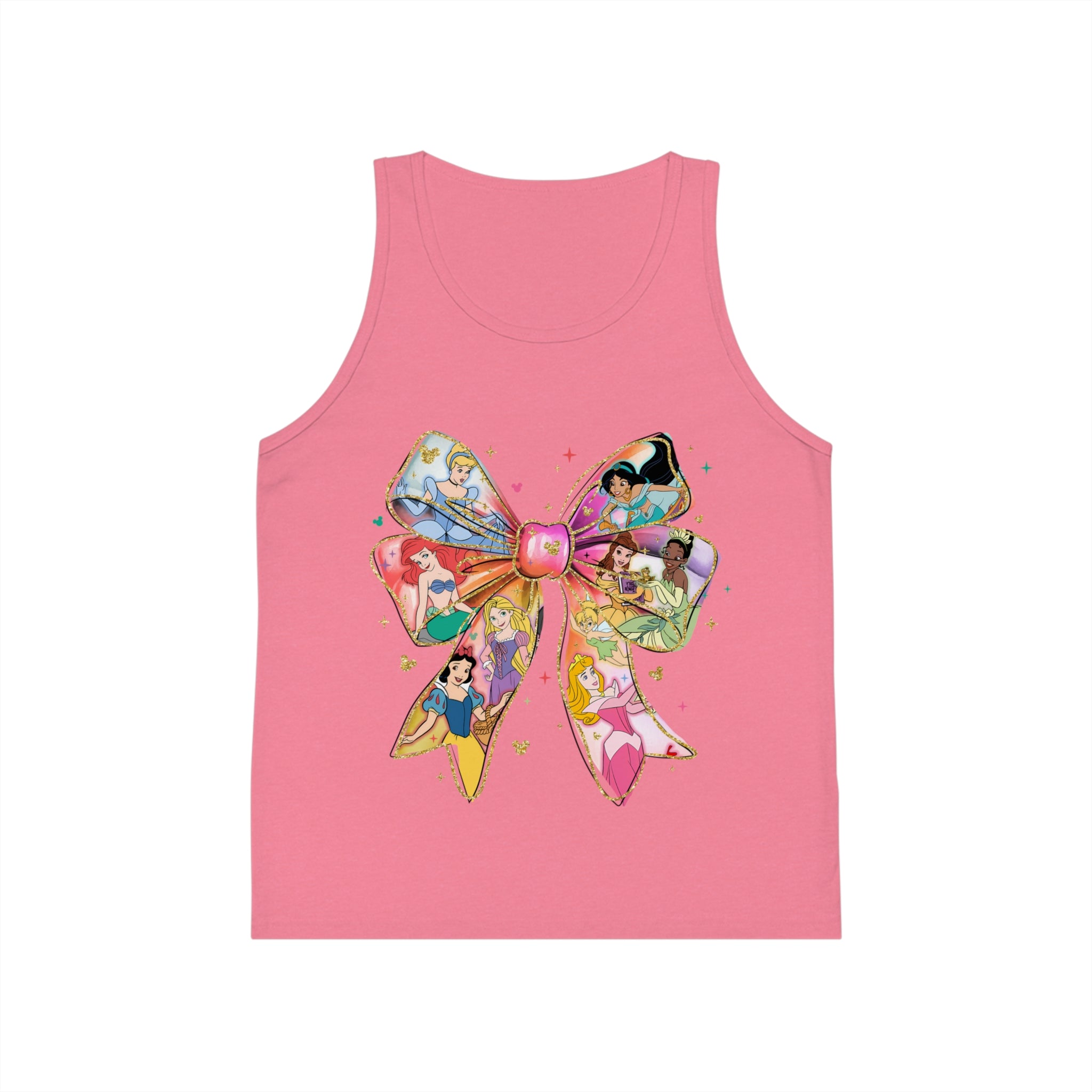Princess Bow Kids Tank Top — Colorful Disney Princess Ribbon Graphic
