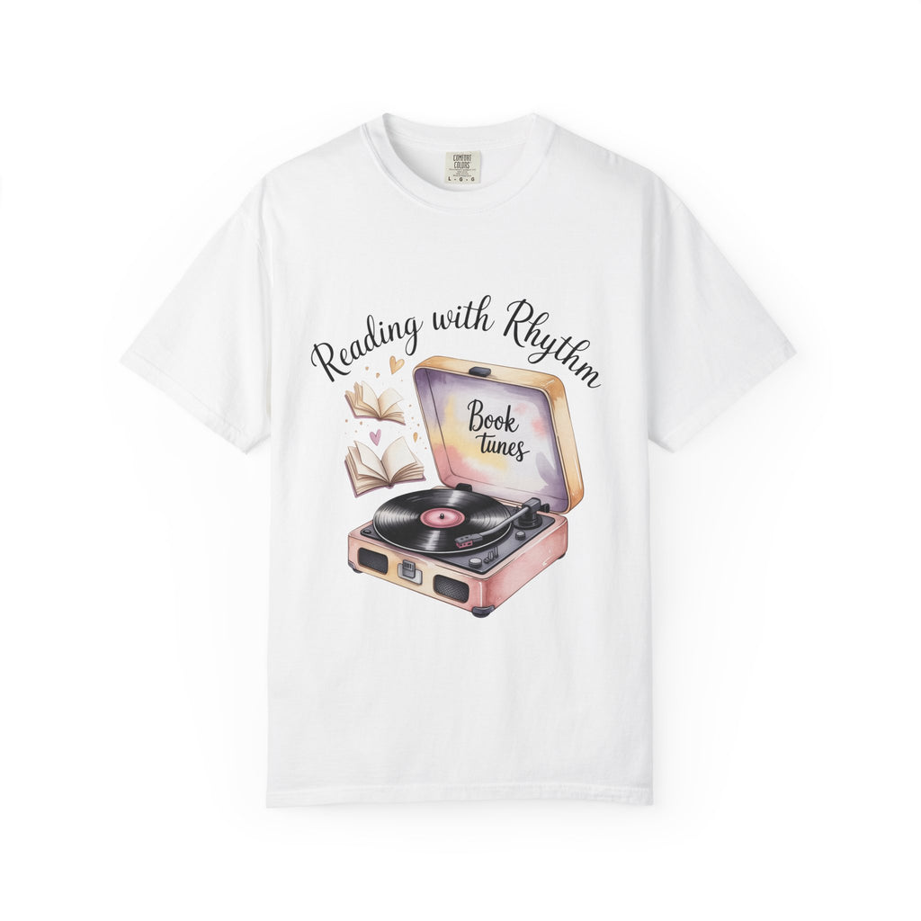 Reading with Rhythm T‑Shirt — Book Tunes Record Player Tee