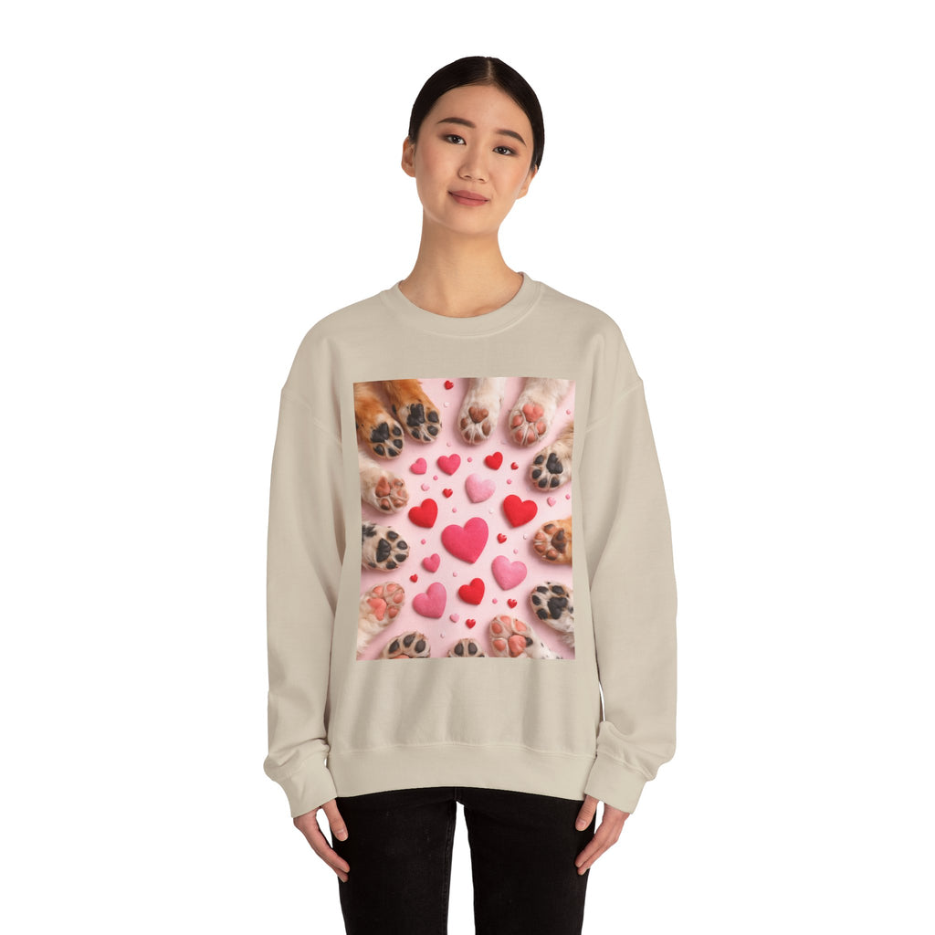 Pet Paw Hearts Sweatshirt – Cute Dog & Cat Paw Print Valentine Crewneck