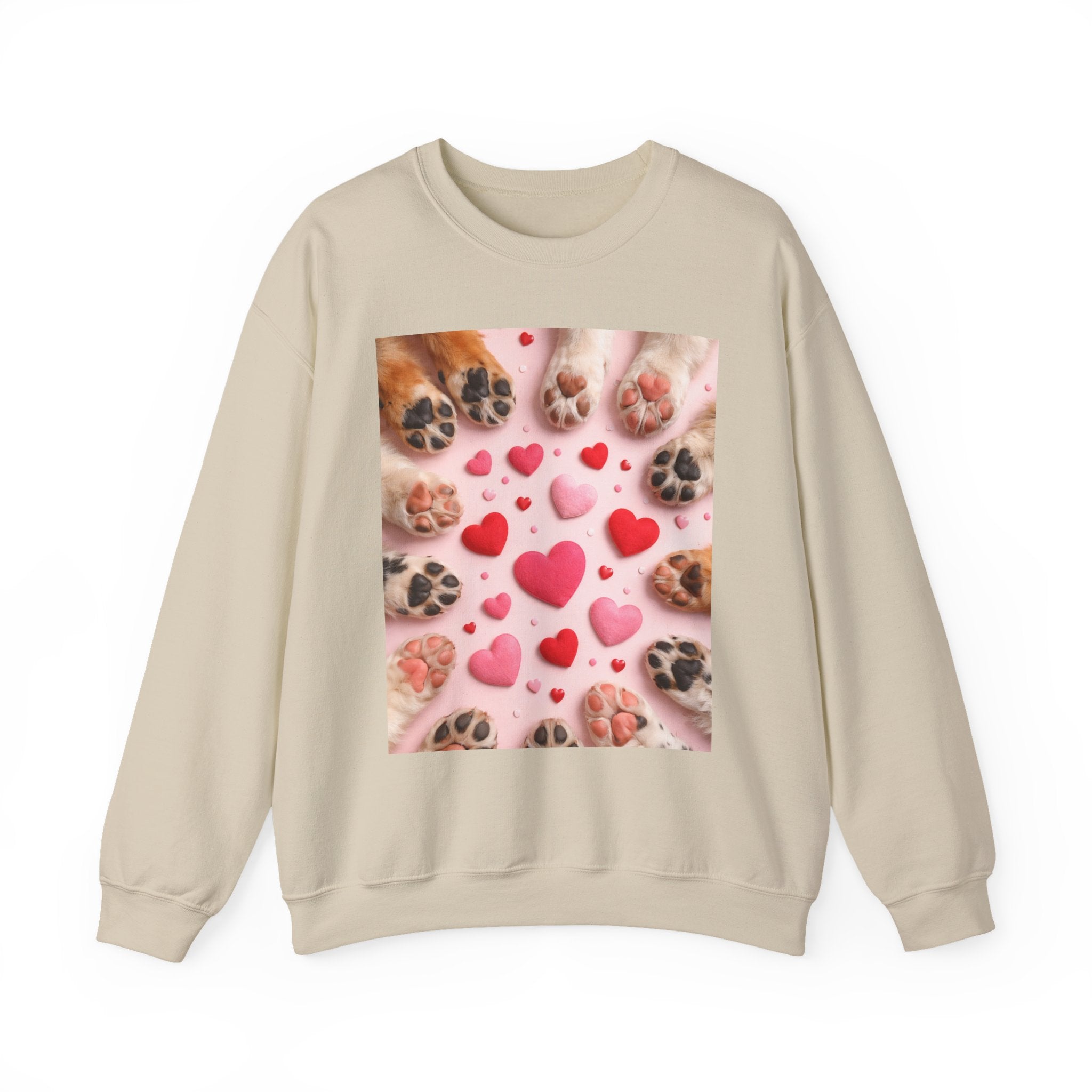 Pet Paw Hearts Sweatshirt – Cute Dog & Cat Paw Print Valentine Crewneck