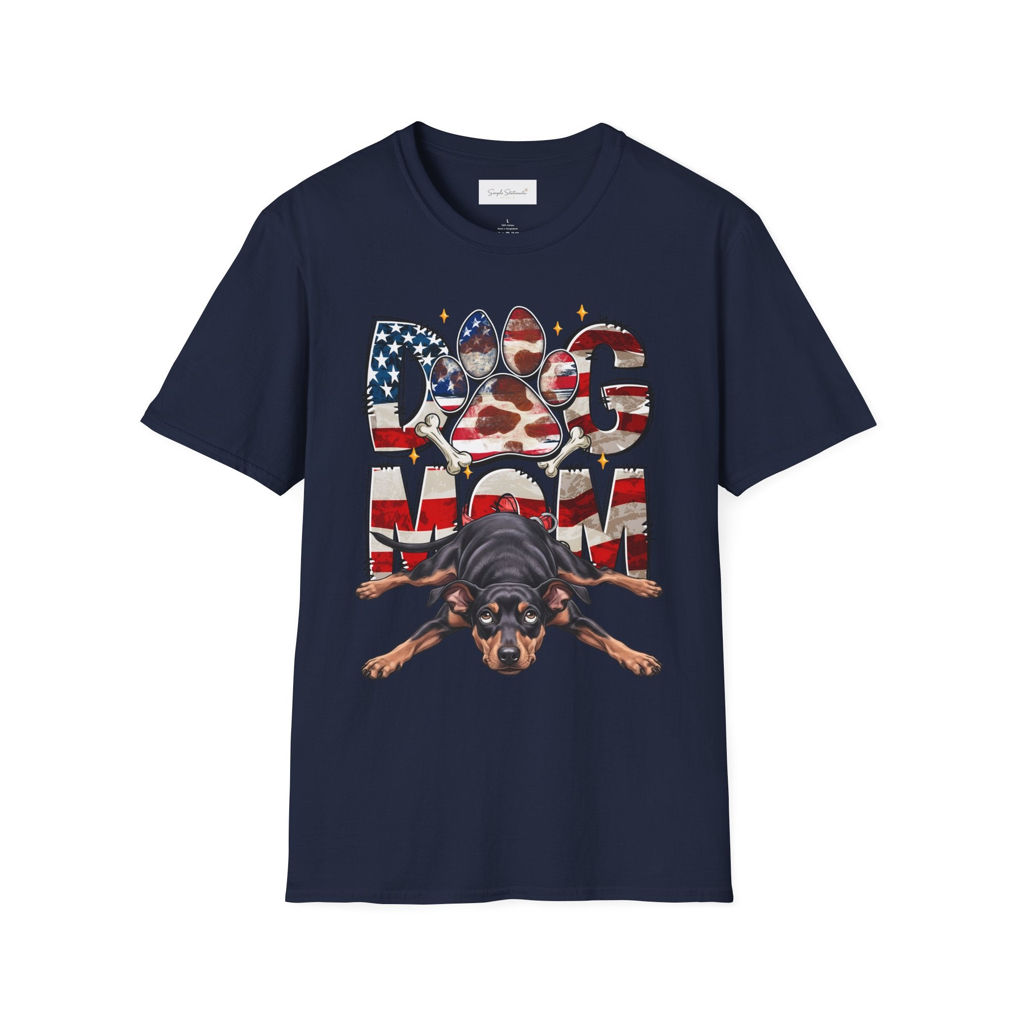 Dog Mom American Flag Paw T-Shirt — Patriotic Pet Lover Tee