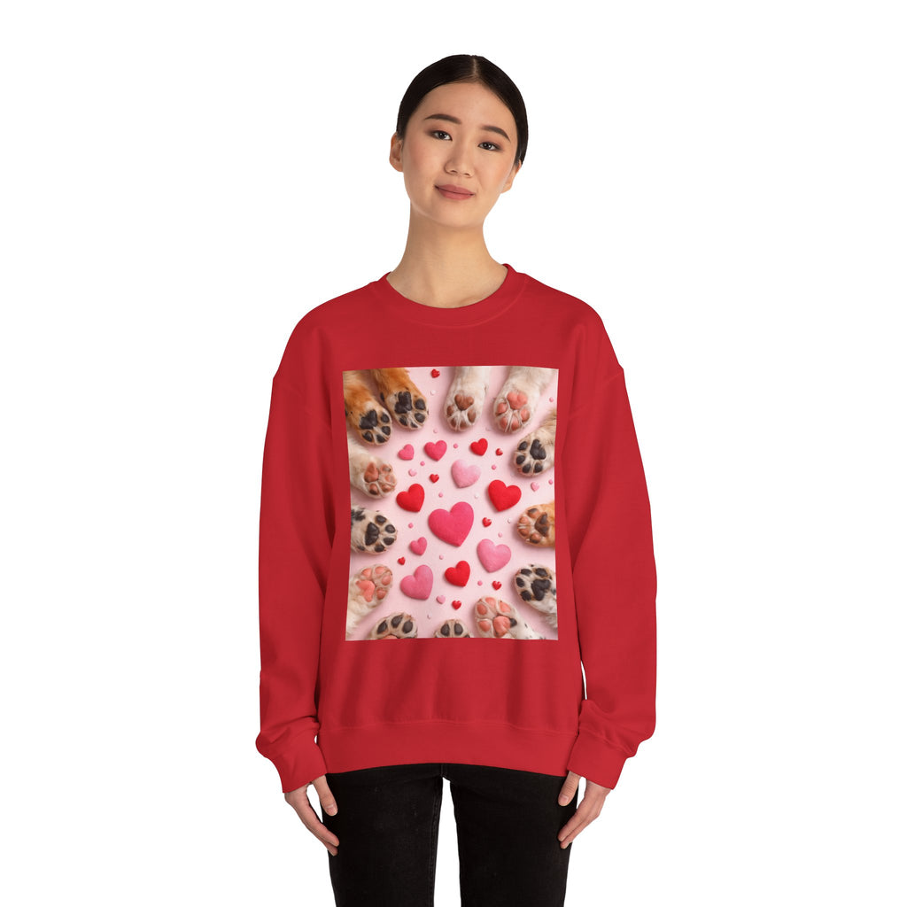 Pet Paw Hearts Sweatshirt – Cute Dog & Cat Paw Print Valentine Crewneck