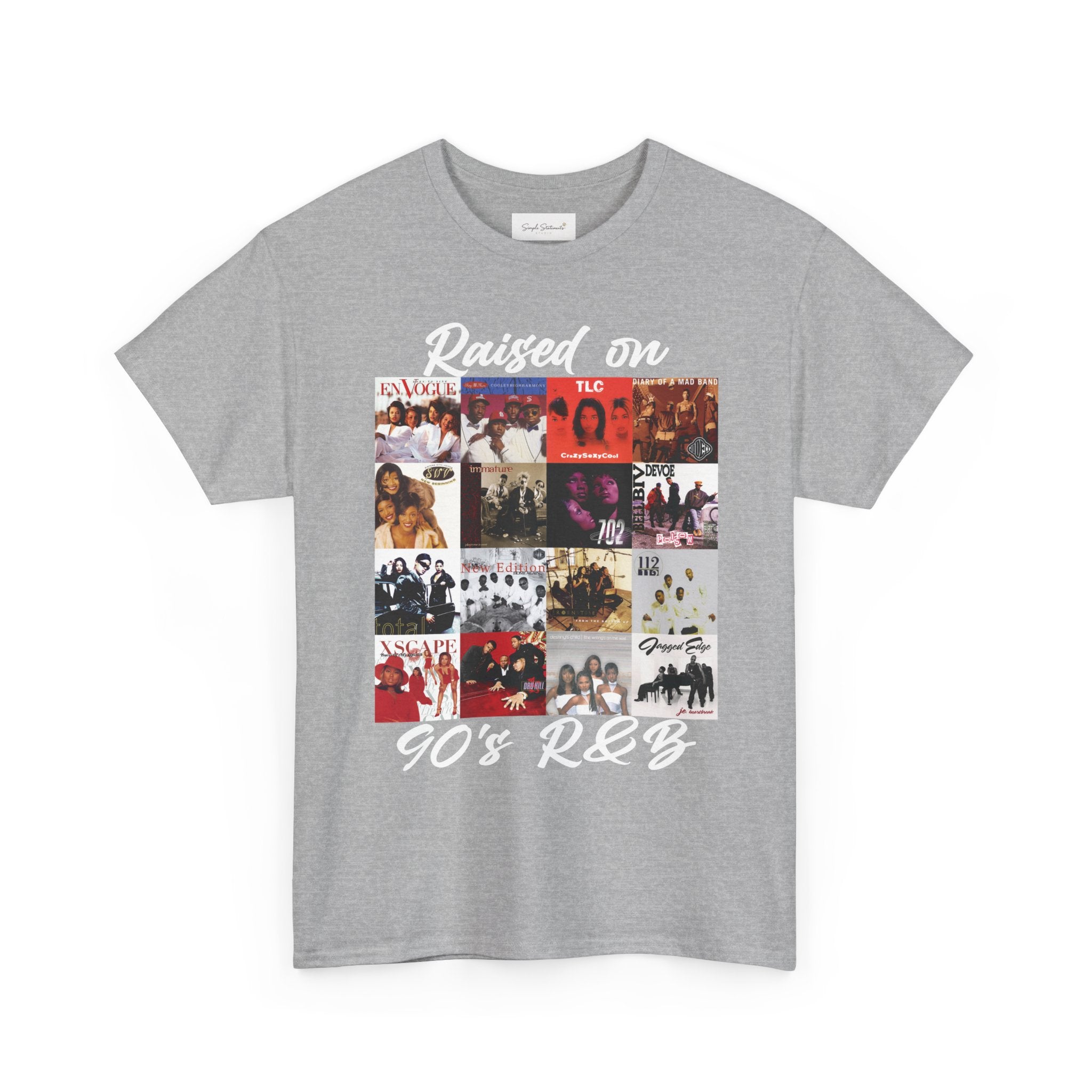 90s R&B Collage Tee – "Raised On 90's R&B" Retro Music T-Shirt