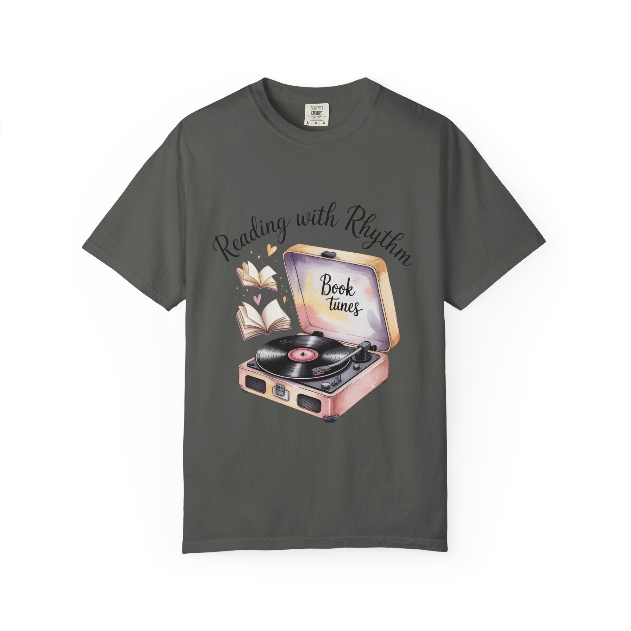 Reading with Rhythm T‑Shirt — Book Tunes Record Player Tee