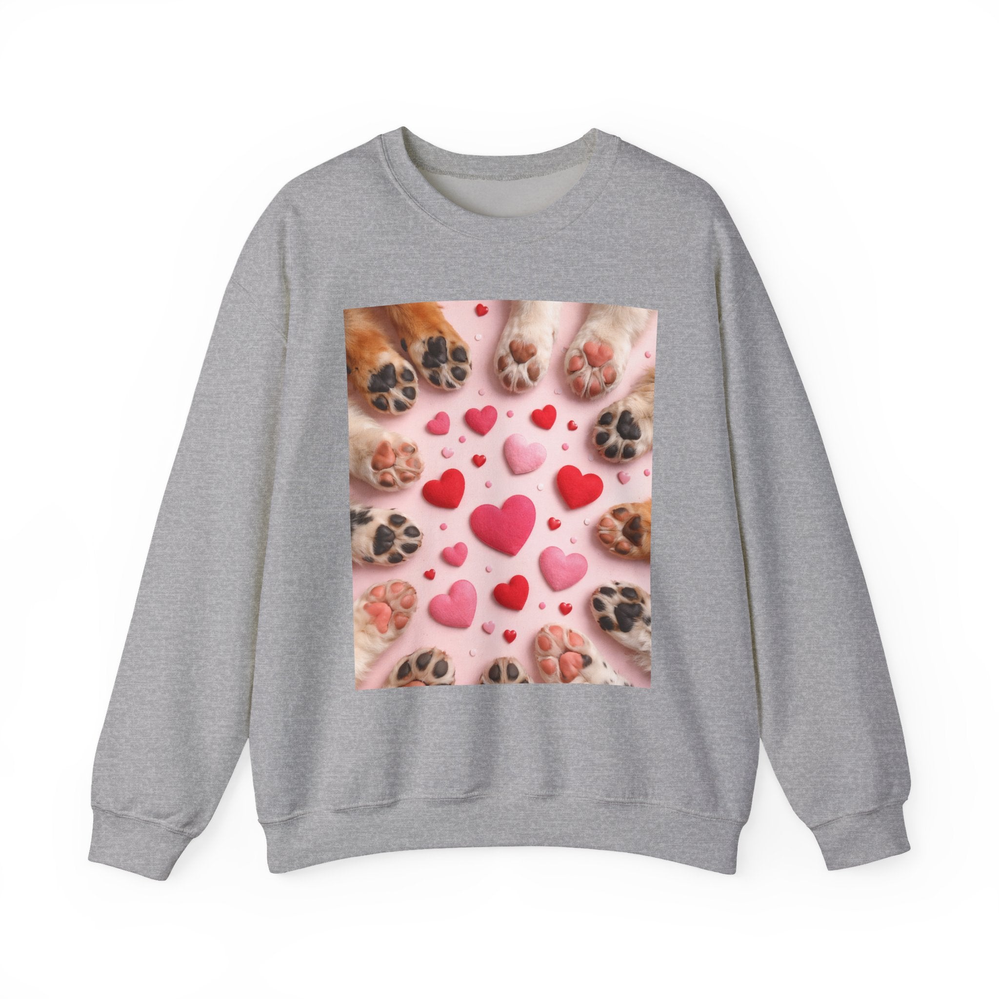 Pet Paw Hearts Sweatshirt – Cute Dog & Cat Paw Print Valentine Crewneck