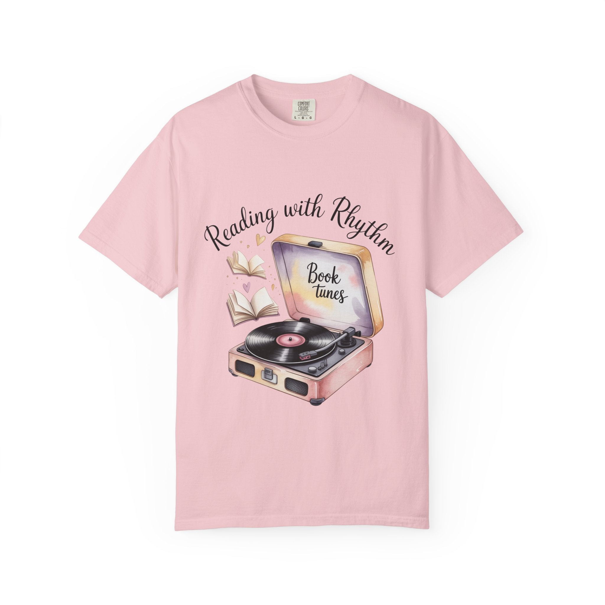 Reading with Rhythm T‑Shirt — Book Tunes Record Player Tee