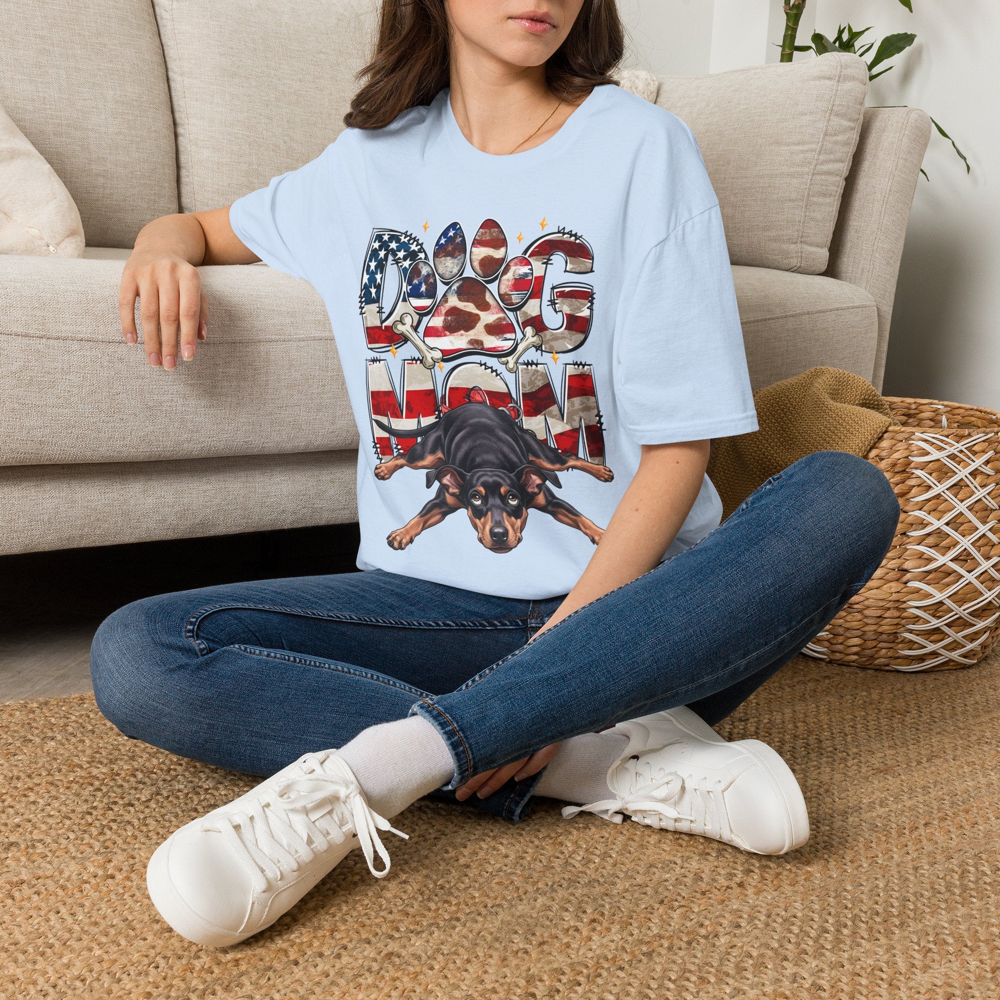 Dog Mom American Flag Paw T-Shirt — Patriotic Pet Lover Tee