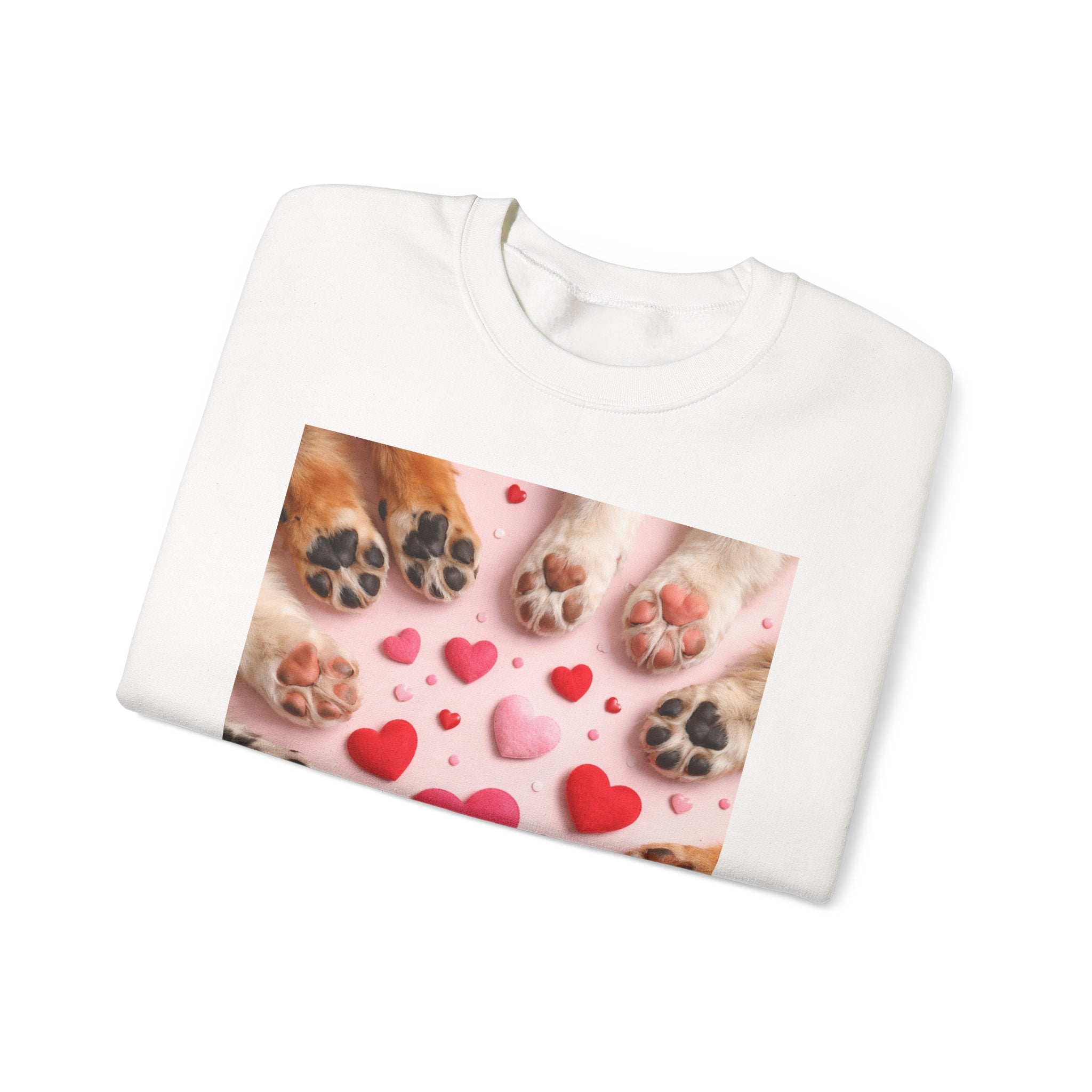 Pet Paw Hearts Sweatshirt – Cute Dog & Cat Paw Print Valentine Crewneck