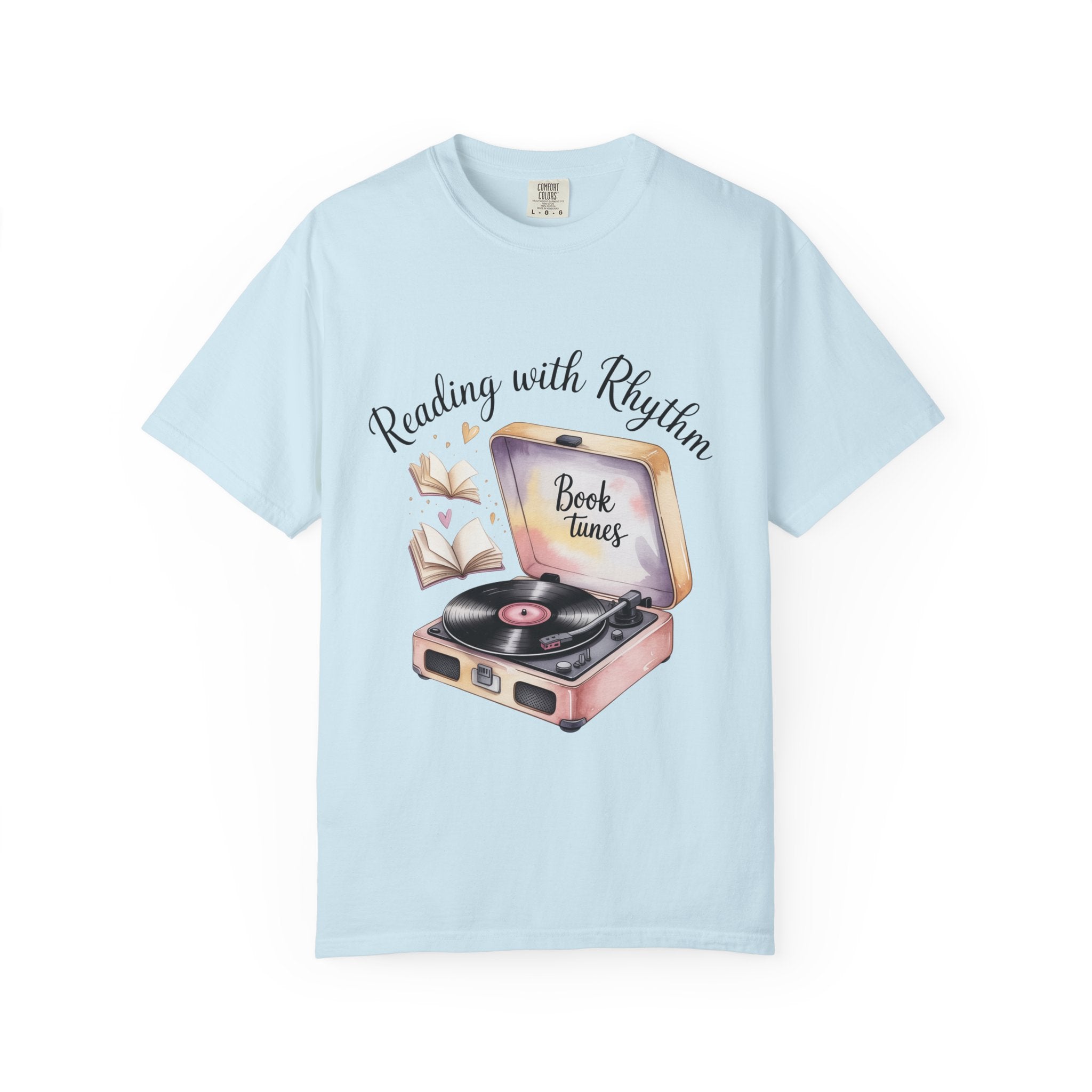 Reading with Rhythm T‑Shirt — Book Tunes Record Player Tee