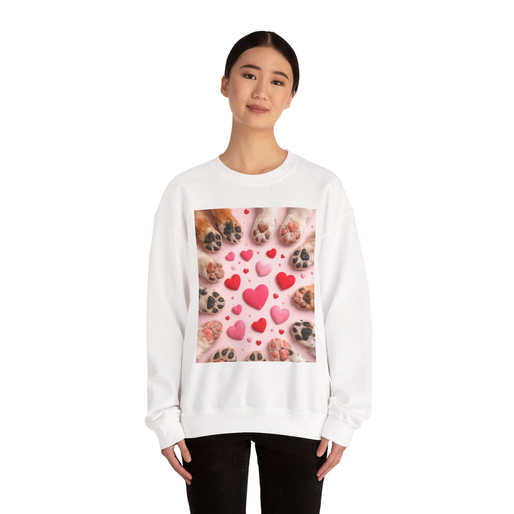 Pet Paw Hearts Sweatshirt – Cute Dog & Cat Paw Print Valentine Crewneck