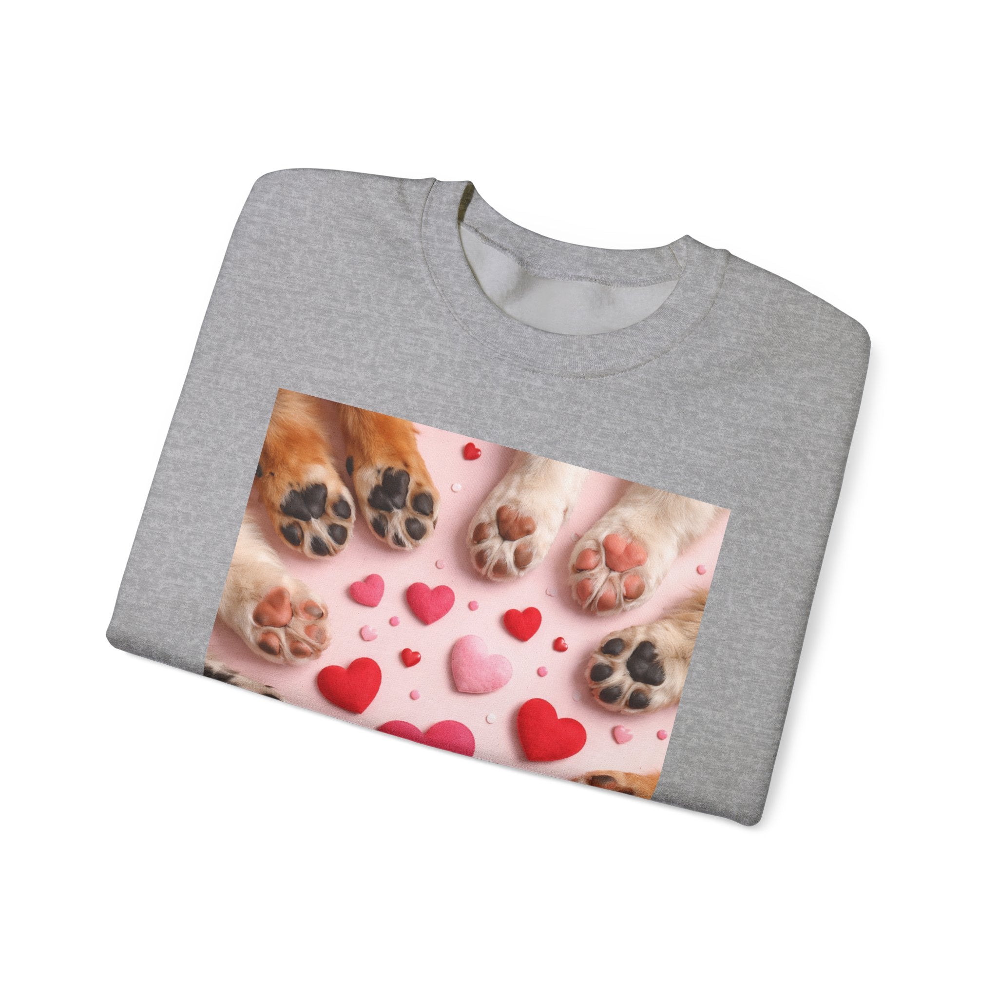 Pet Paw Hearts Sweatshirt – Cute Dog & Cat Paw Print Valentine Crewneck