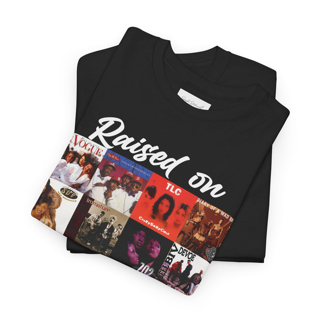 90s R&B Collage Tee – "Raised On 90's R&B" Retro Music T-Shirt
