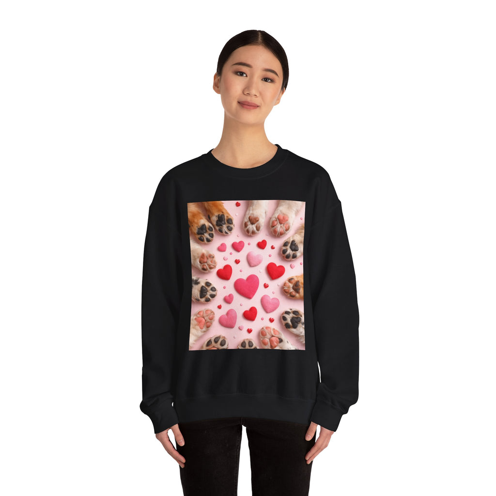 Pet Paw Hearts Sweatshirt – Cute Dog & Cat Paw Print Valentine Crewneck