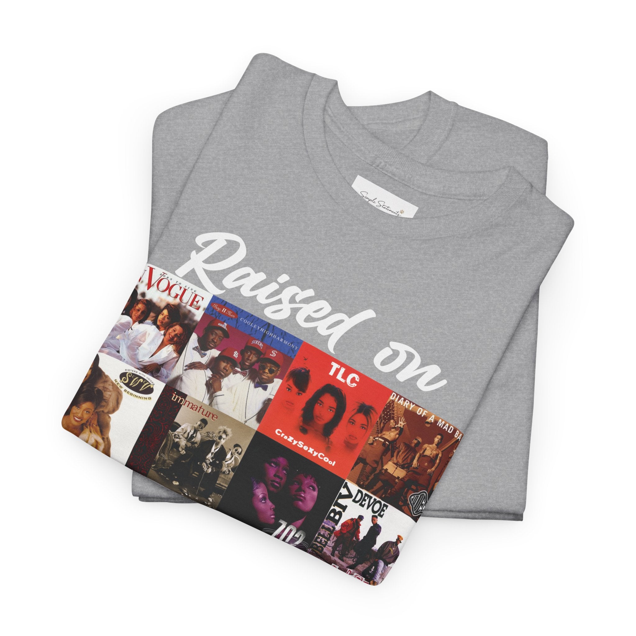 90s R&B Collage Tee – "Raised On 90's R&B" Retro Music T-Shirt