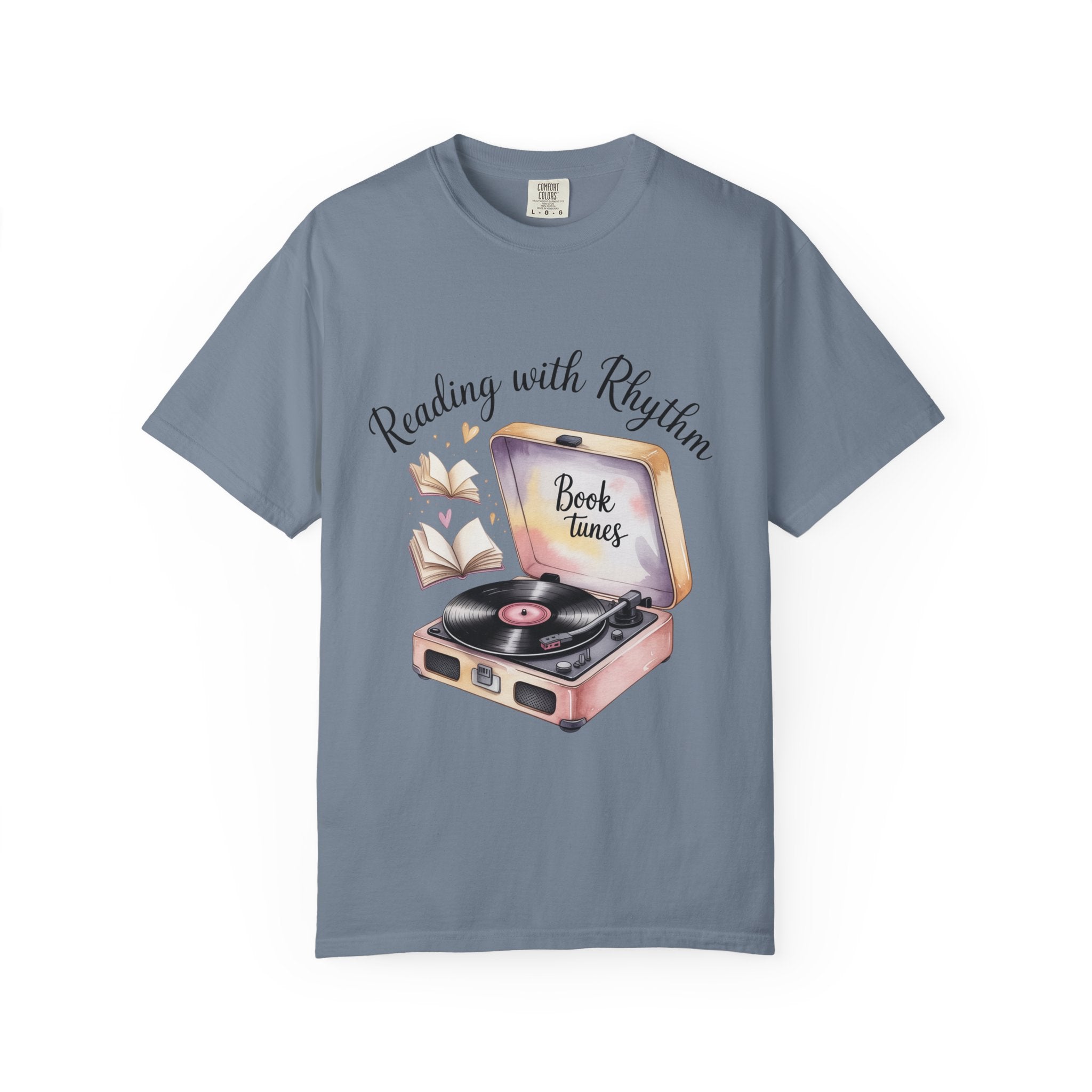 Reading with Rhythm T‑Shirt — Book Tunes Record Player Tee