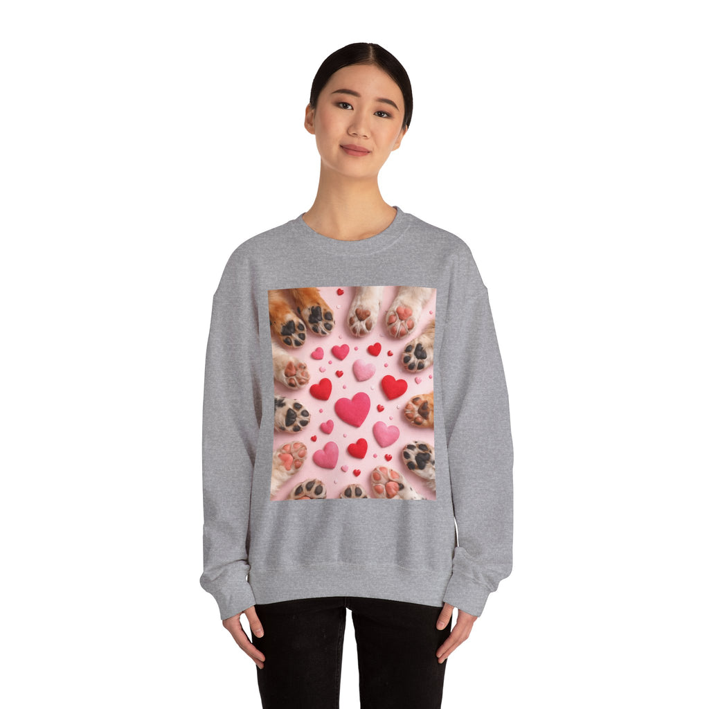 Pet Paw Hearts Sweatshirt – Cute Dog & Cat Paw Print Valentine Crewneck