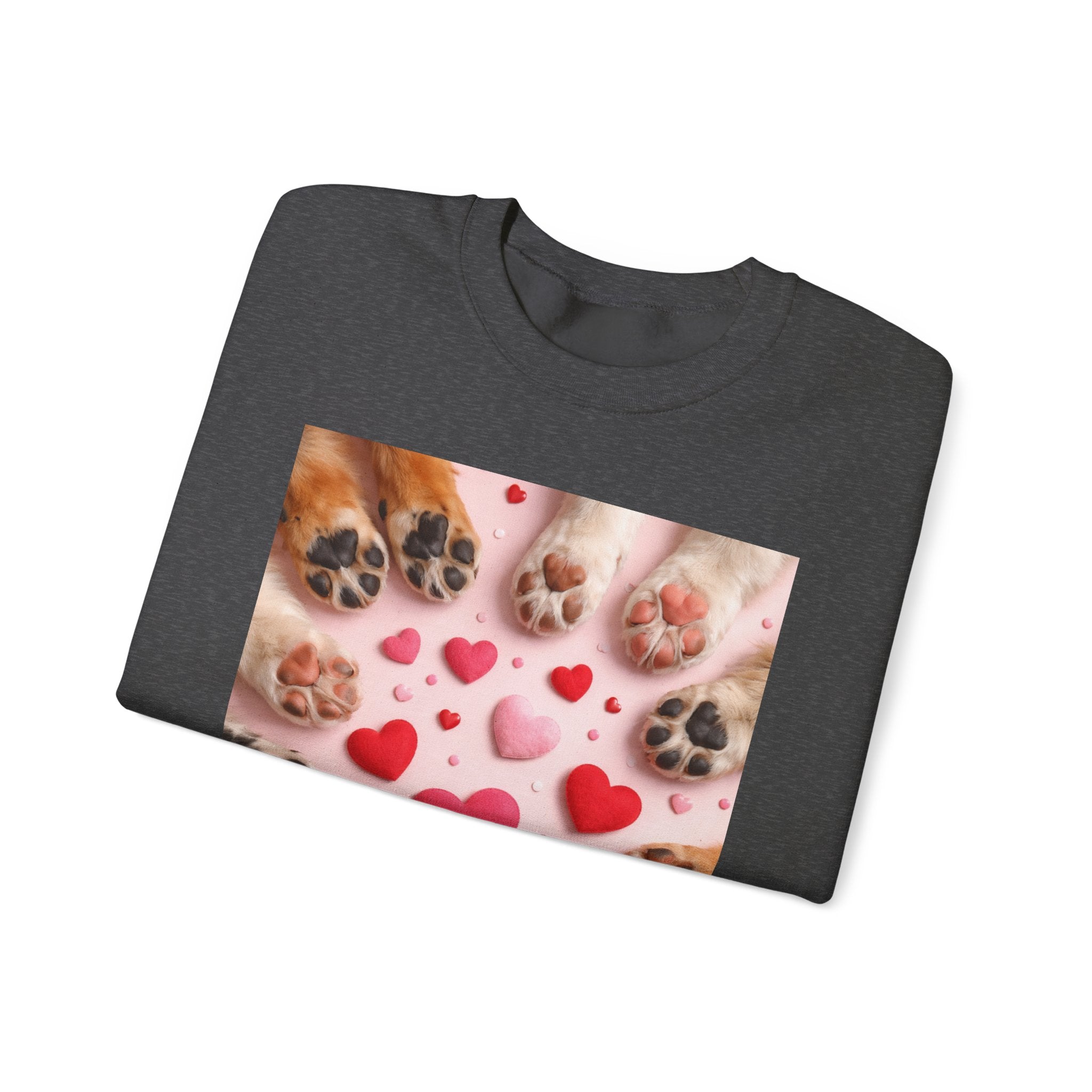 Pet Paw Hearts Sweatshirt – Cute Dog & Cat Paw Print Valentine Crewneck