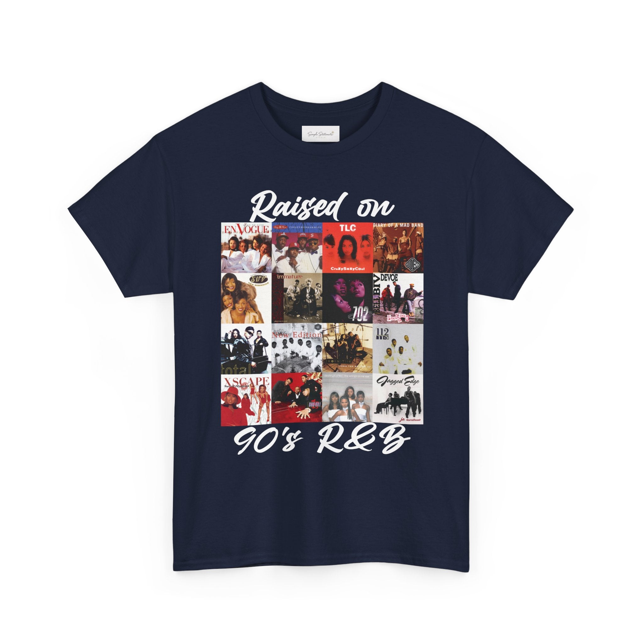 90s R&B Collage Tee – "Raised On 90's R&B" Retro Music T-Shirt