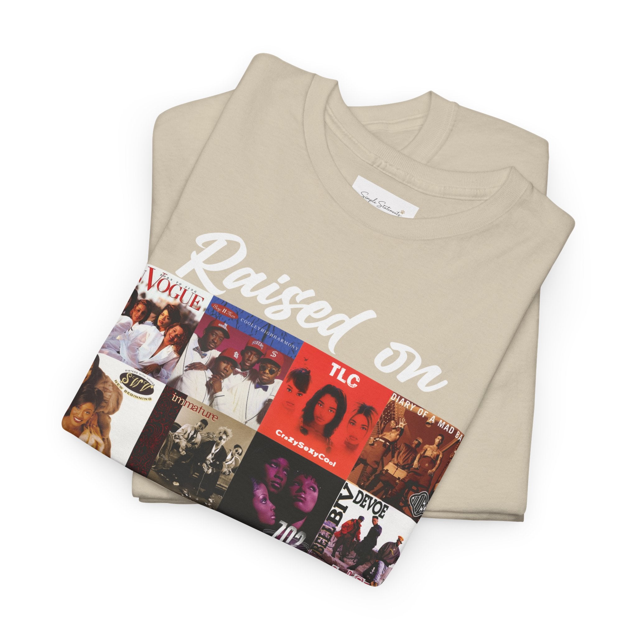 90s R&B Collage Tee – "Raised On 90's R&B" Retro Music T-Shirt