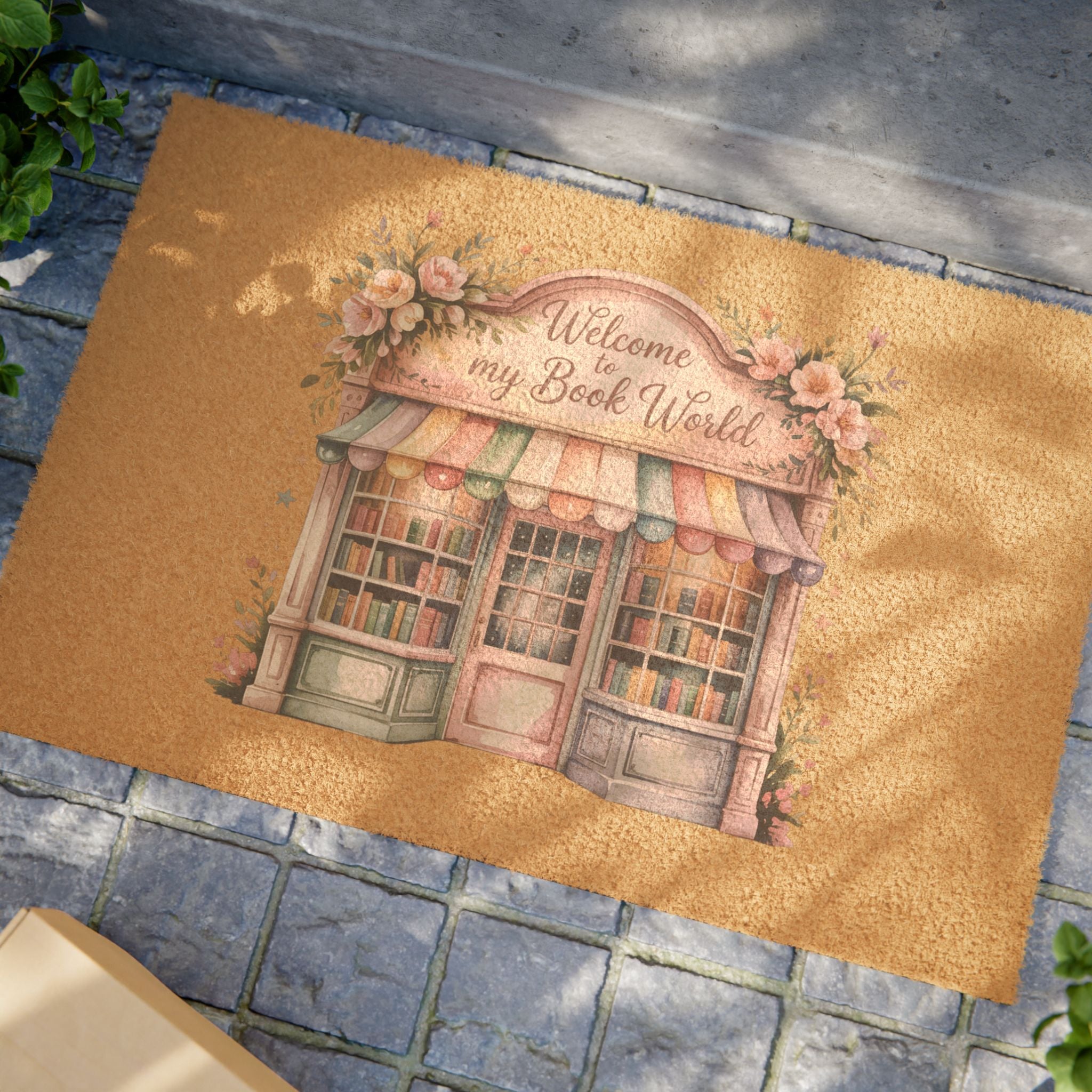 Doormat — “Welcome to My Book World” Bookshop Coir Doormat