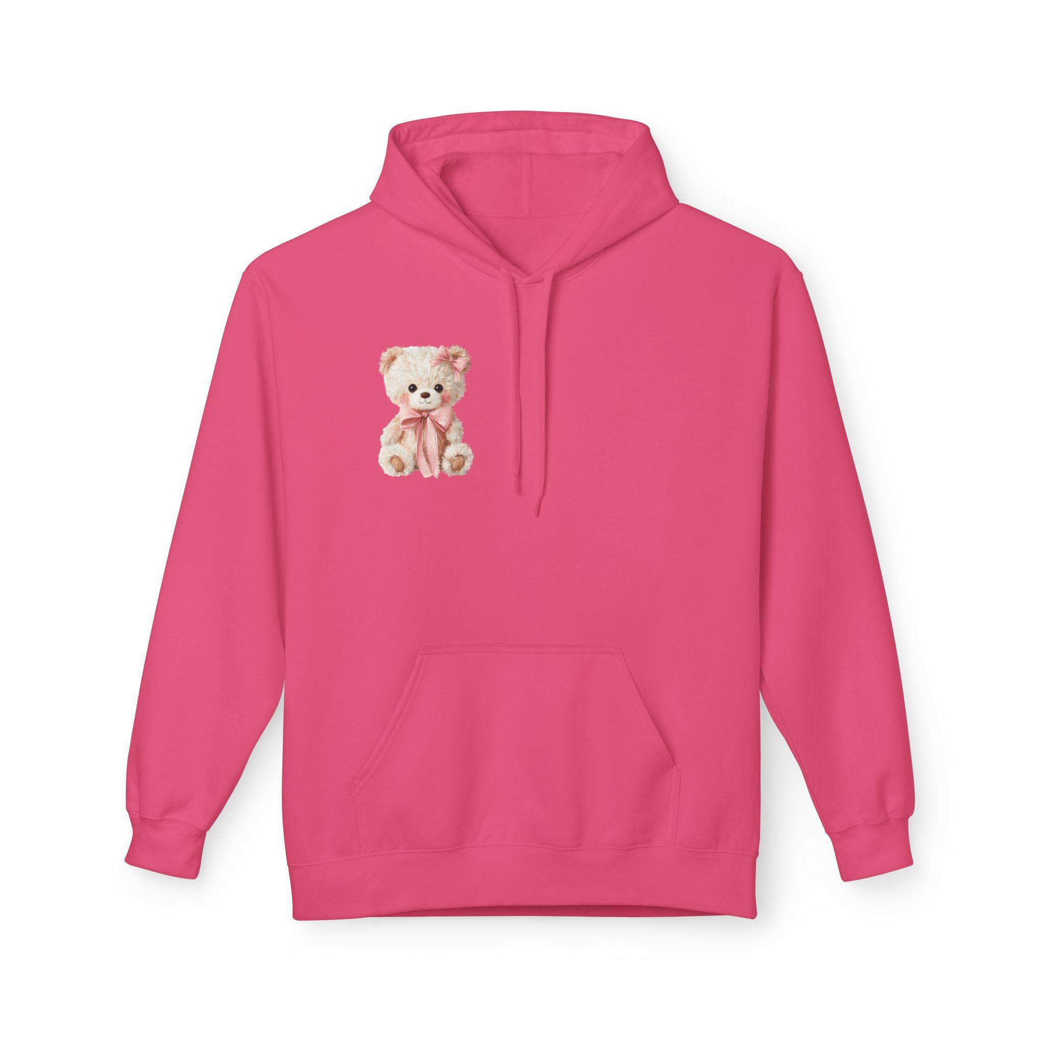 Patchwork Ribbon Teddy Hoodie — Cute Pastel Bow & Bear Pullover
