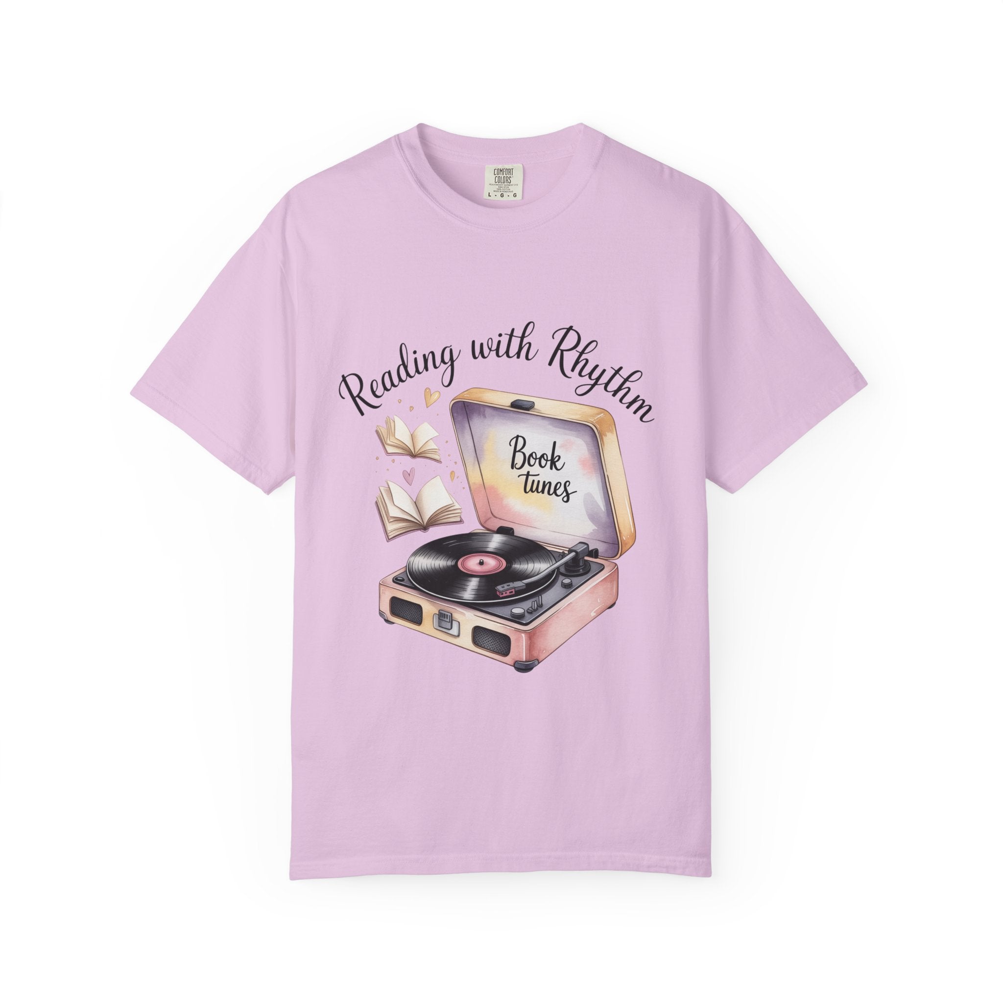 Reading with Rhythm T‑Shirt — Book Tunes Record Player Tee