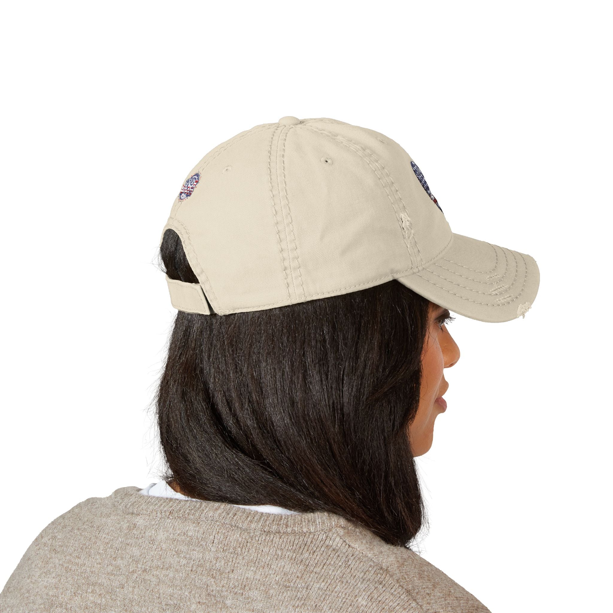 Patriotic Distressed Dad Hat — Embroidered American Flag Heart
