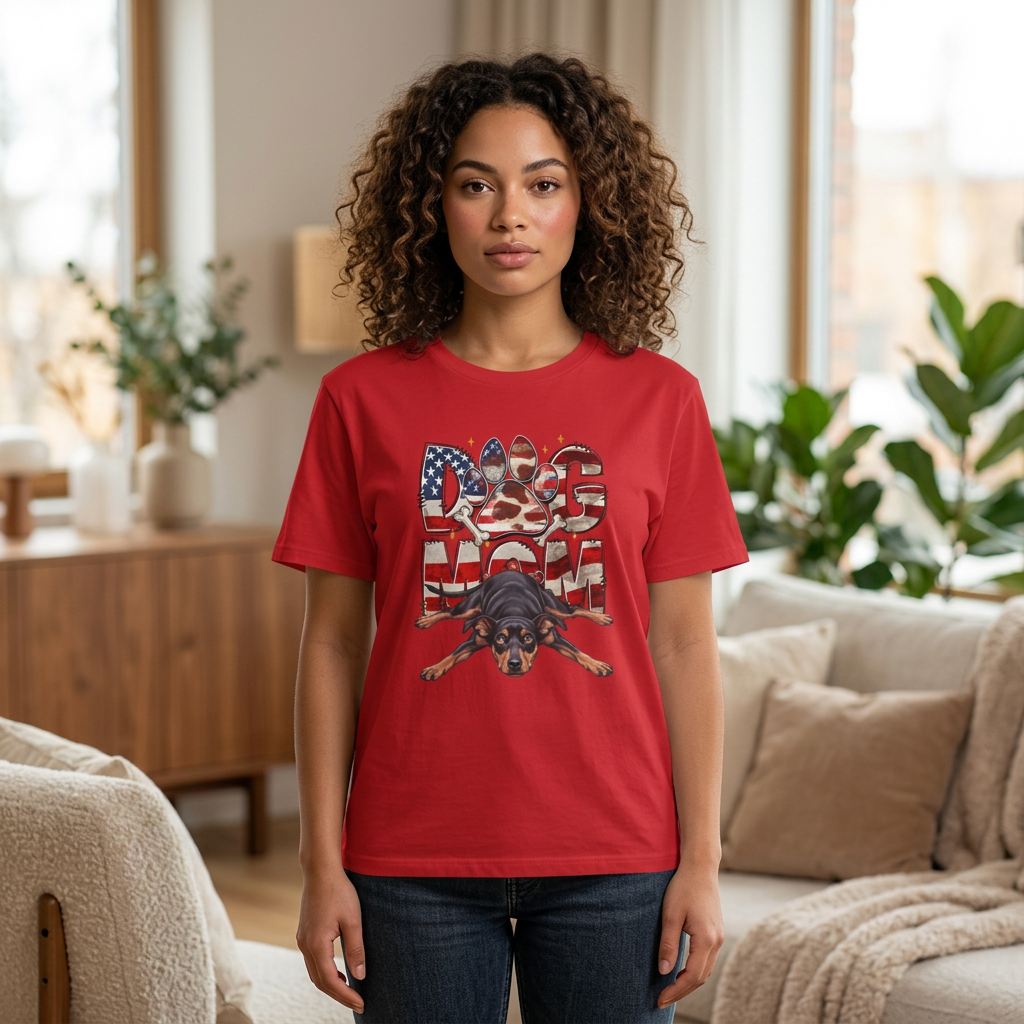 Dog Mom American Flag Paw T-Shirt — Patriotic Pet Lover Tee