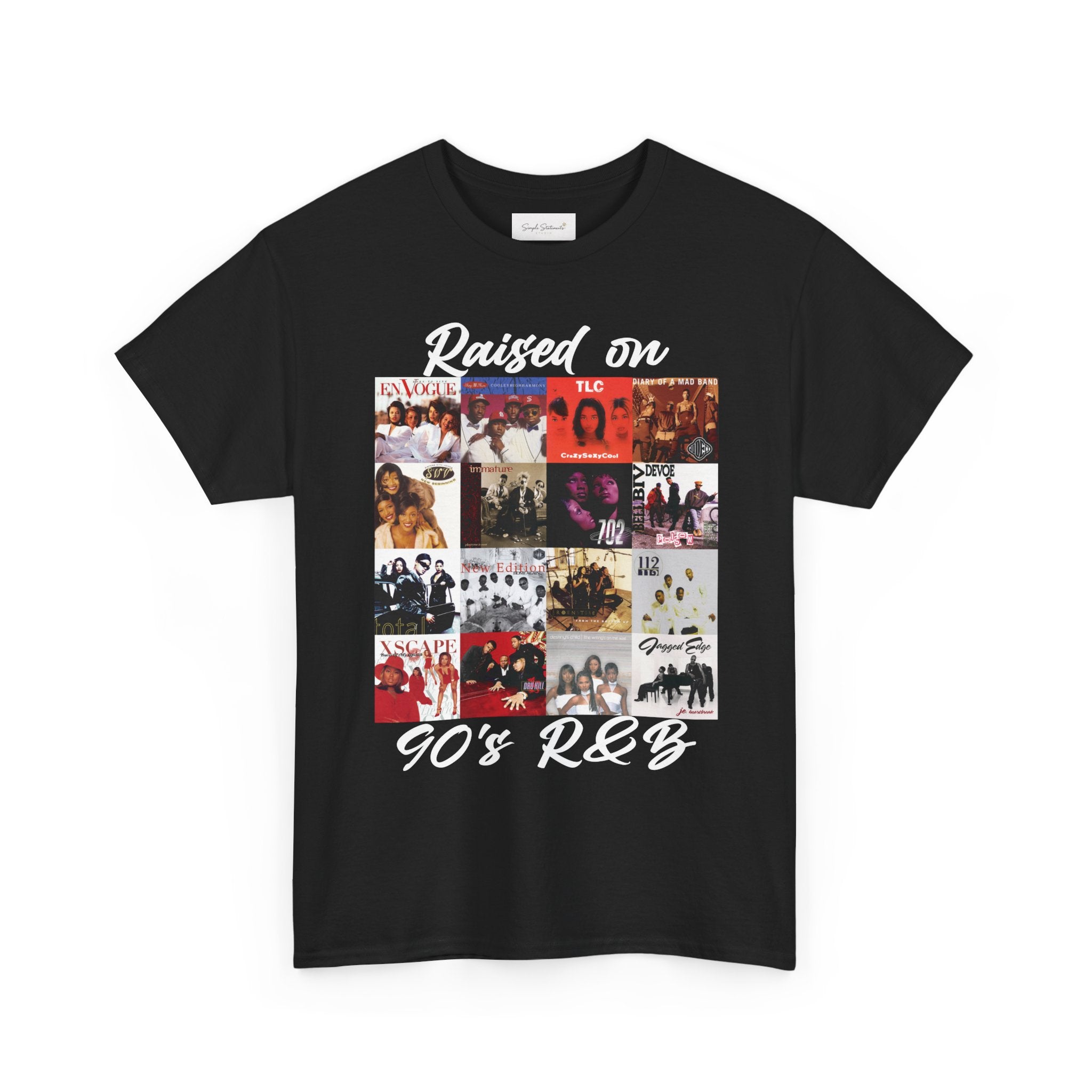 90s R&B Collage Tee – "Raised On 90's R&B" Retro Music T-Shirt