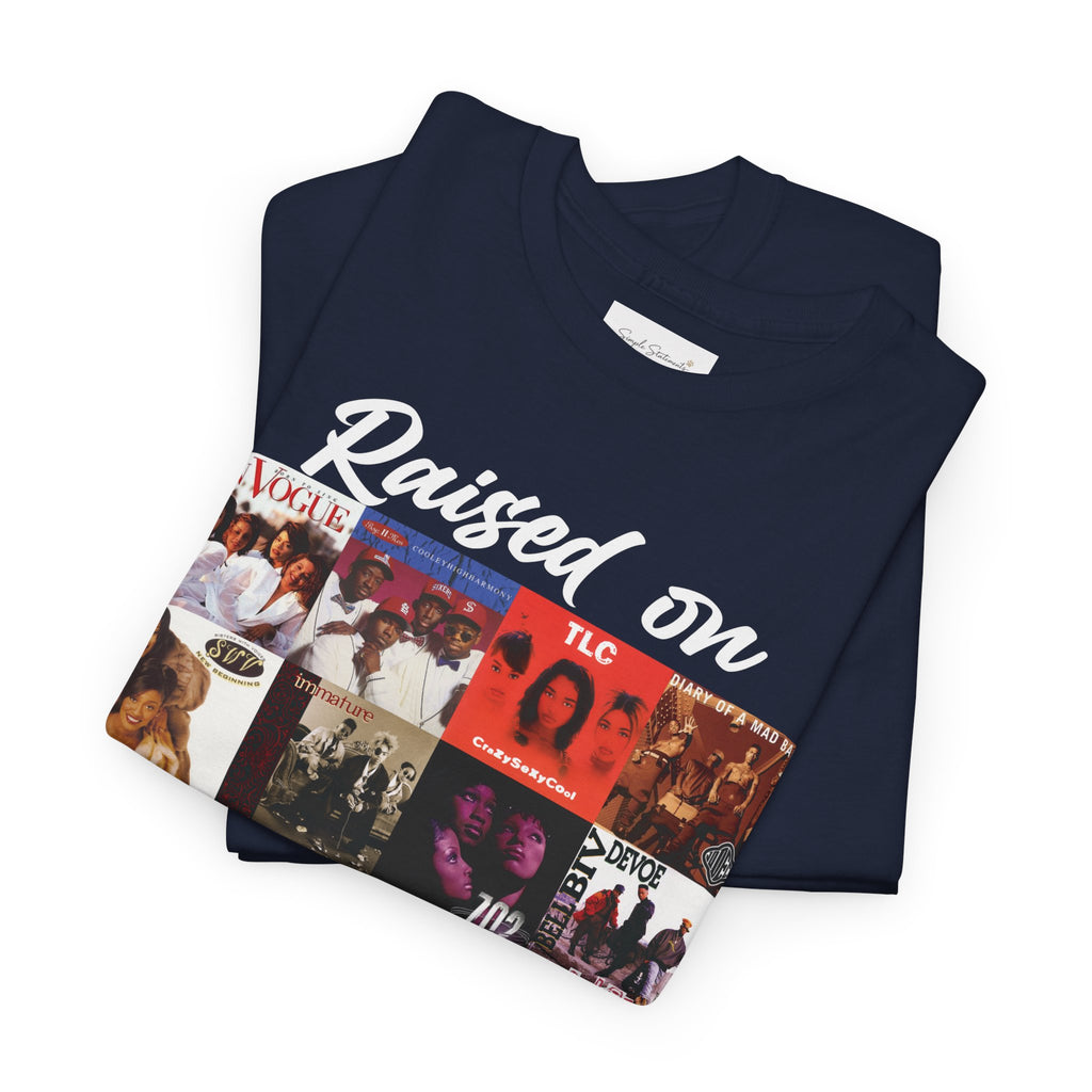 90s R&B Collage Tee – "Raised On 90's R&B" Retro Music T-Shirt