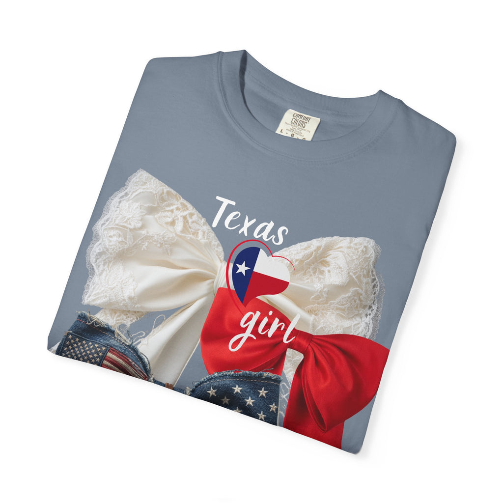 Patriotic Lace Bow T‑Shirt — 'girl' Red, White & Blue Graphic