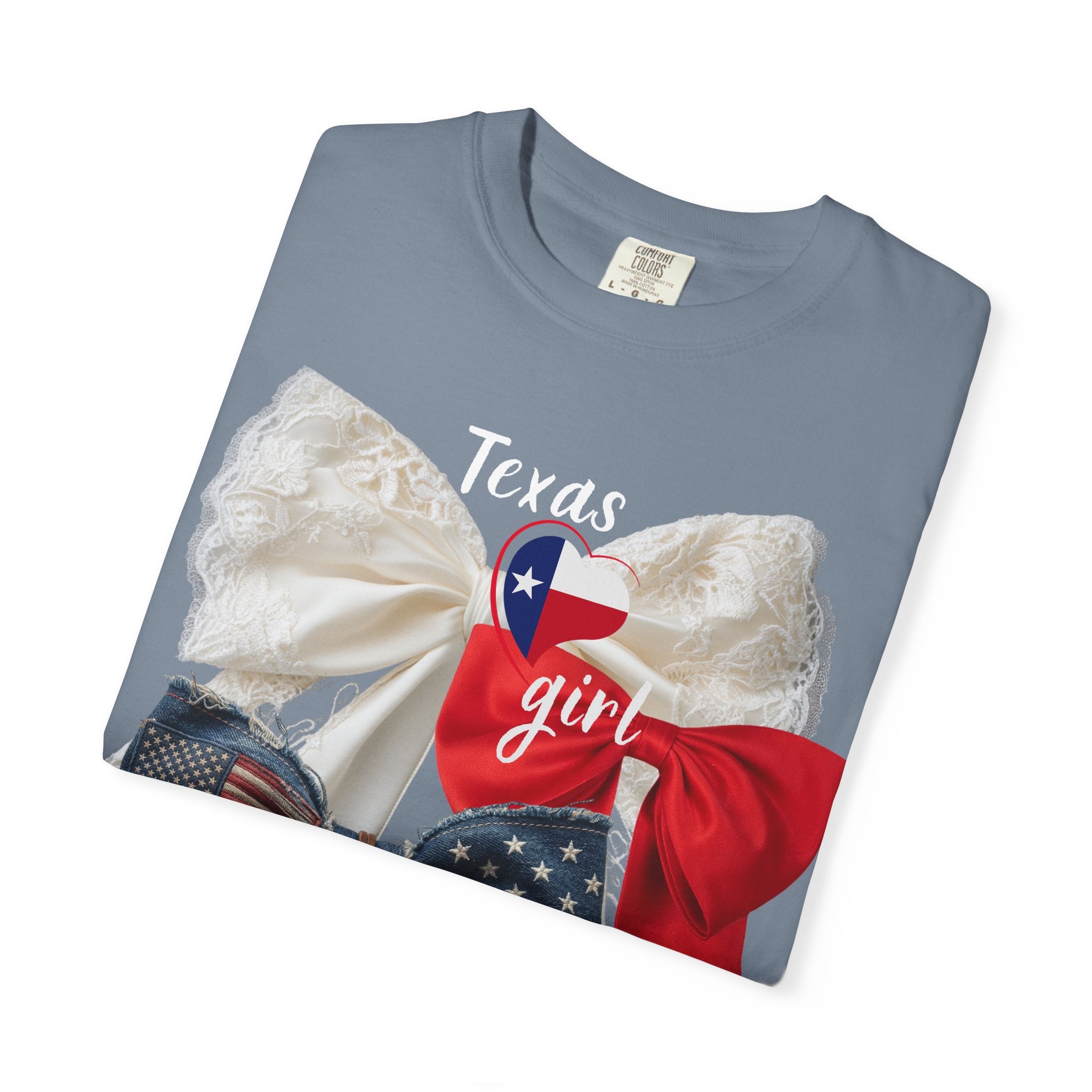 Patriotic Lace Bow T‑Shirt — 'girl' Red, White & Blue Graphic