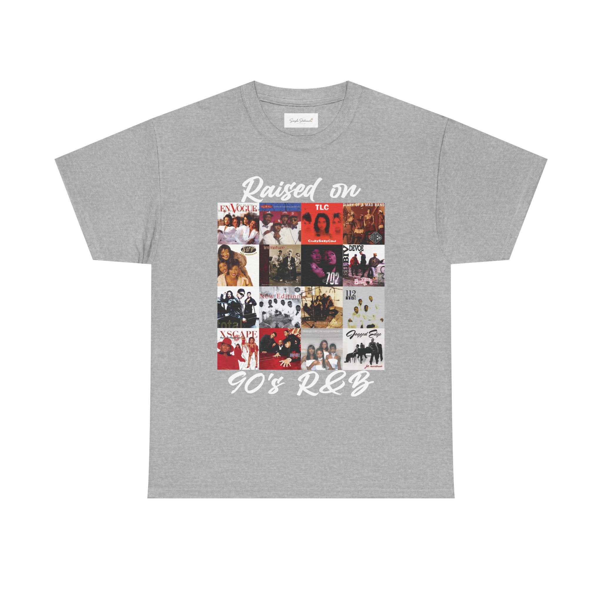 90s R&B Collage Tee – "Raised On 90's R&B" Retro Music T-Shirt