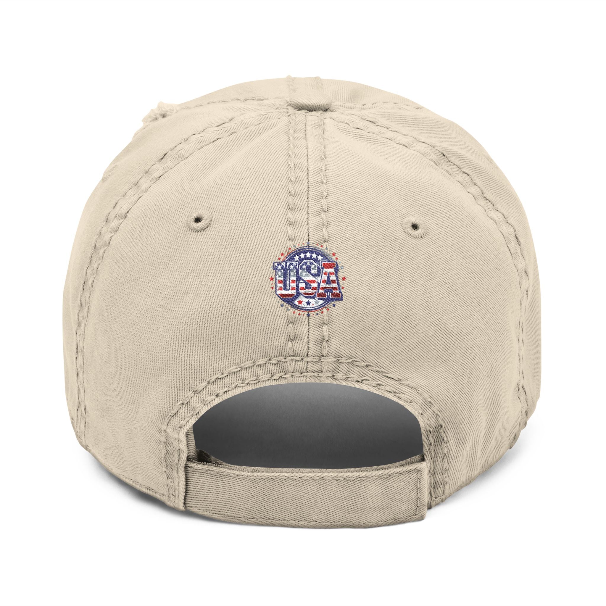Patriotic Distressed Dad Hat — Embroidered American Flag Heart