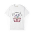 T-Shirt — “Let Your Mind Bloom” Book & Butterflies Graphic Tee