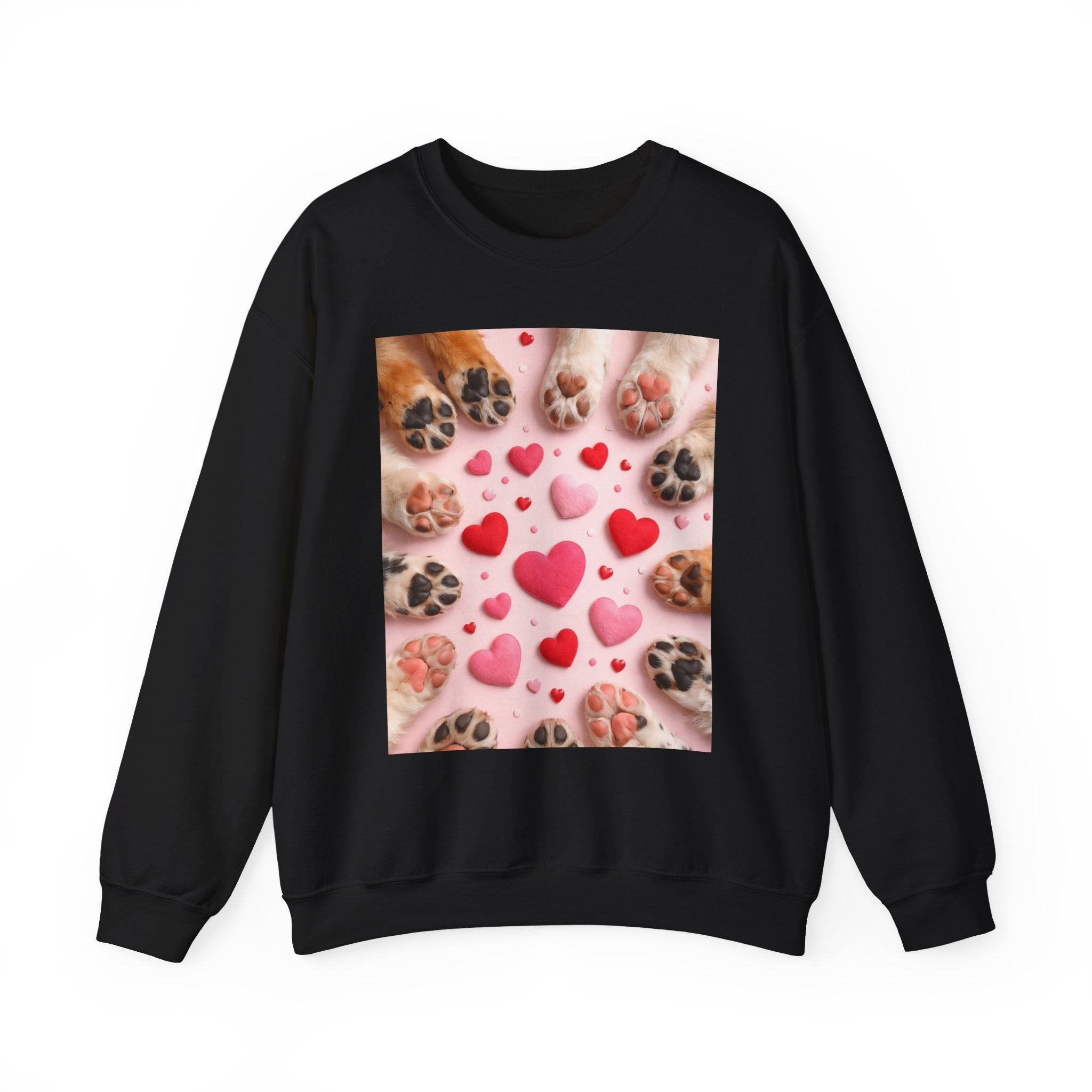 Pet Paw Hearts Sweatshirt – Cute Dog & Cat Paw Print Valentine Crewneck