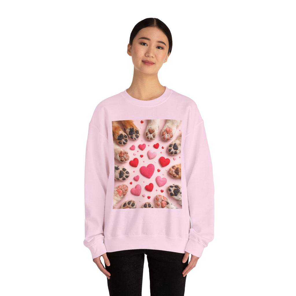 Pet Paw Hearts Sweatshirt – Cute Dog & Cat Paw Print Valentine Crewneck
