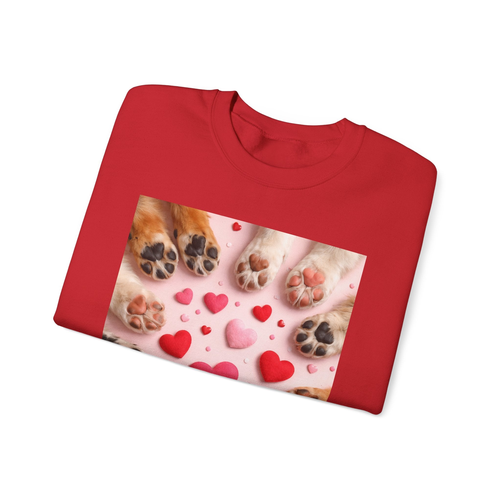 Pet Paw Hearts Sweatshirt – Cute Dog & Cat Paw Print Valentine Crewneck